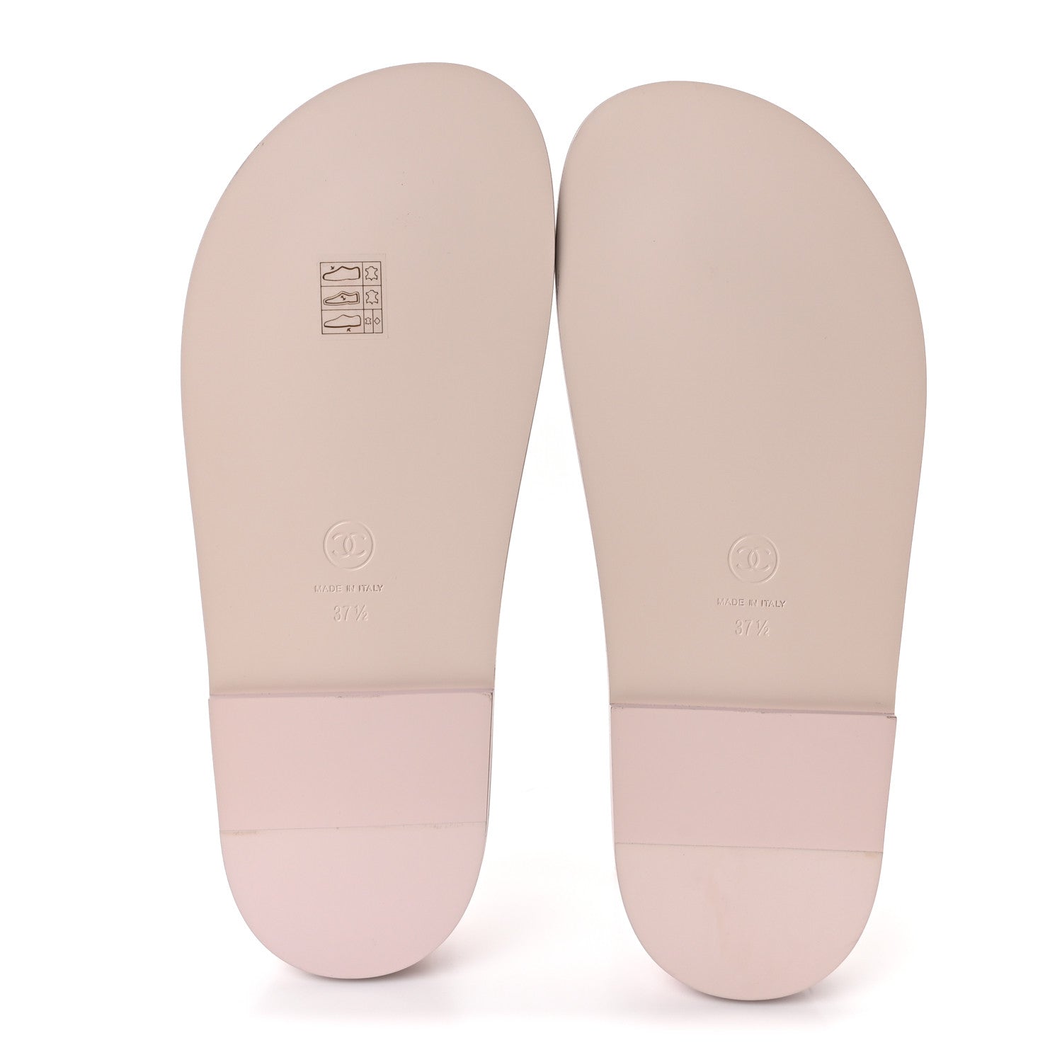 Shiny Calfskin Quilted Velcro Dad Crystal CC Slide Sandals 37.5 Light Pink