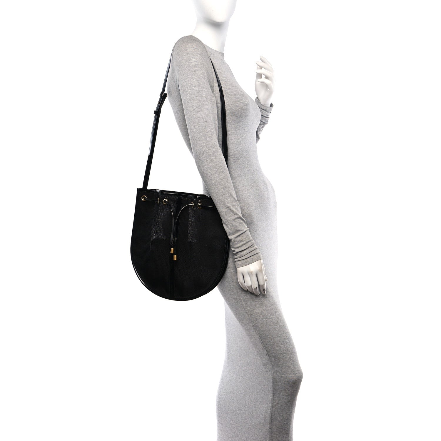 Mesh Patent Daryl Shoulder Bag Black