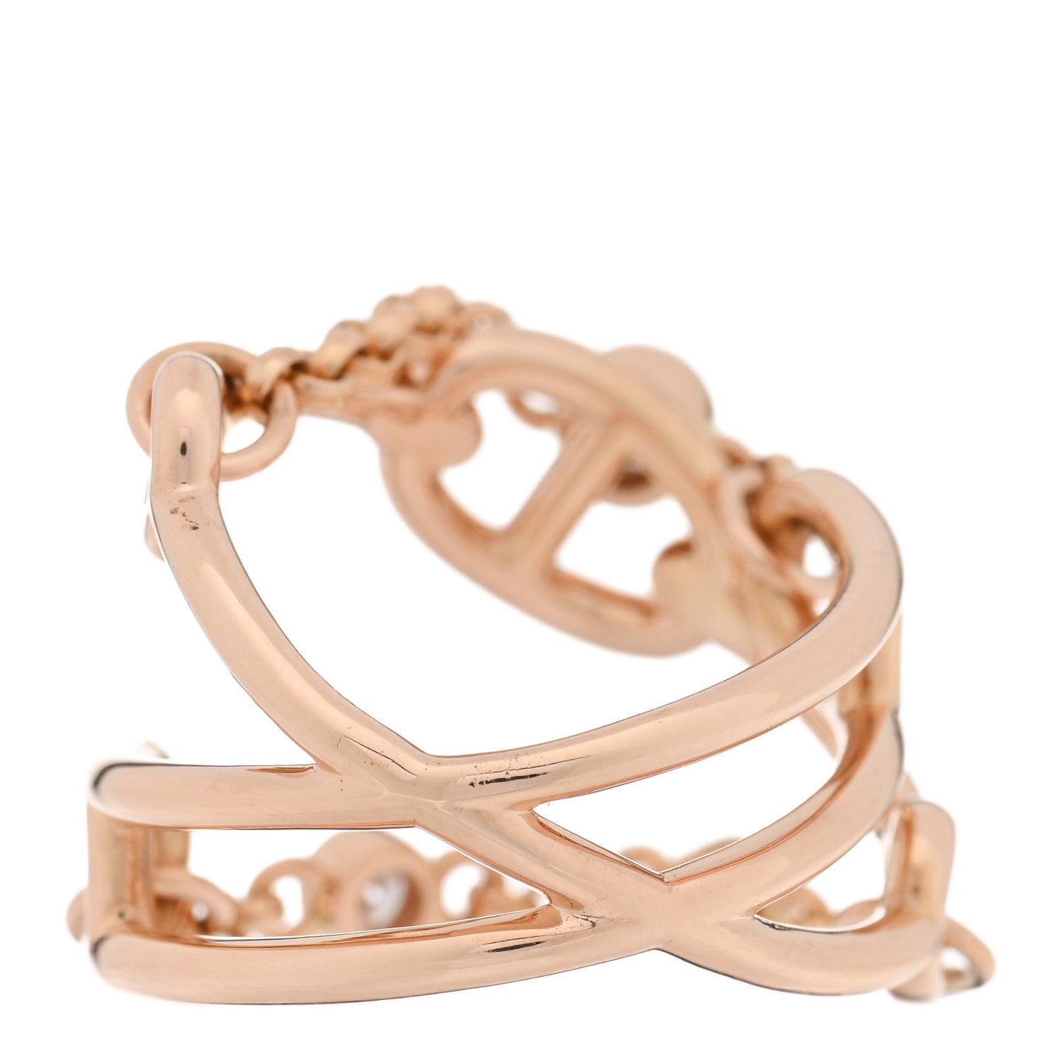 18K Rose Gold Diamond MM Chaine d'Ancre Chaos Ring 46 3.75