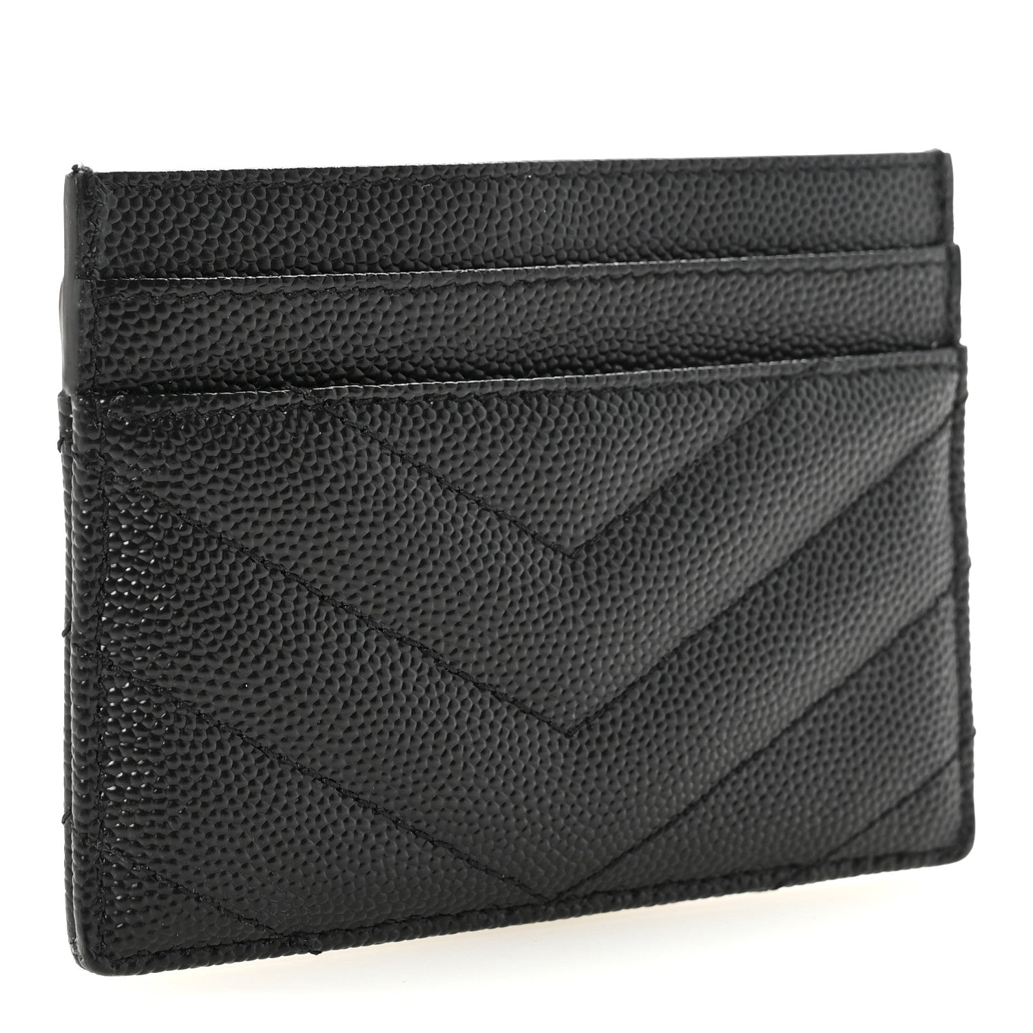 Grain De Poudre Matelasse Chevron Monogram Credit Card Case Black