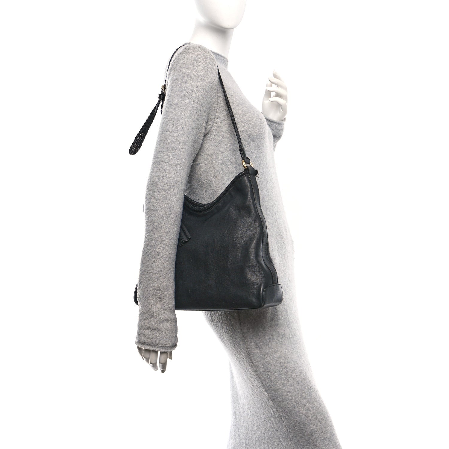 Pebbled Calfskin Medium Marrakech Hobo Black