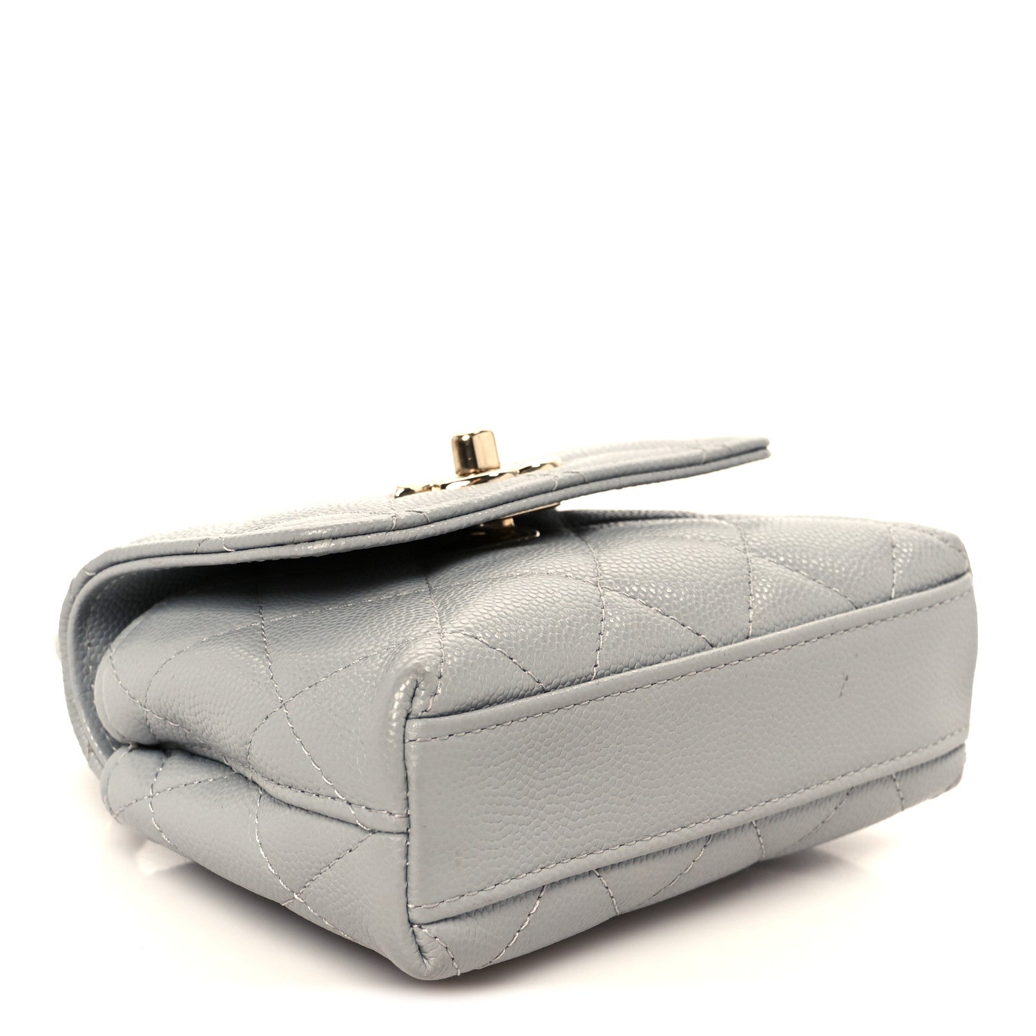 Caviar Quilted Nano Coco Handle Clutch With Chain Grey