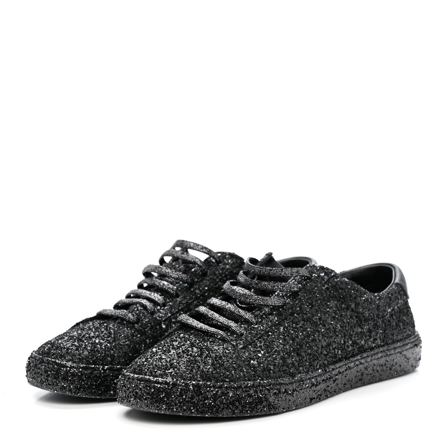 Calfskin Crystal Glitter Andy Sneakers 38.5 Black