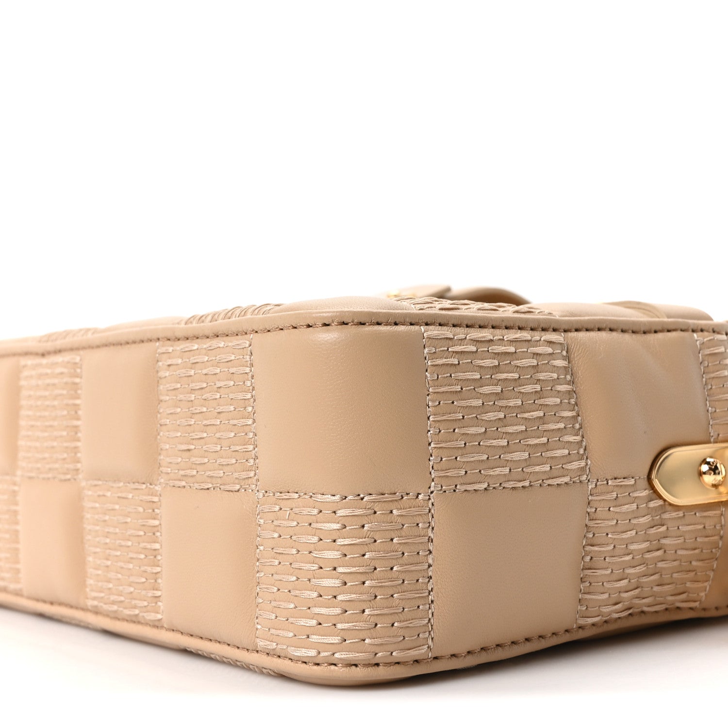 Lambskin Damier Quilt Troca MM Cashmere Beige