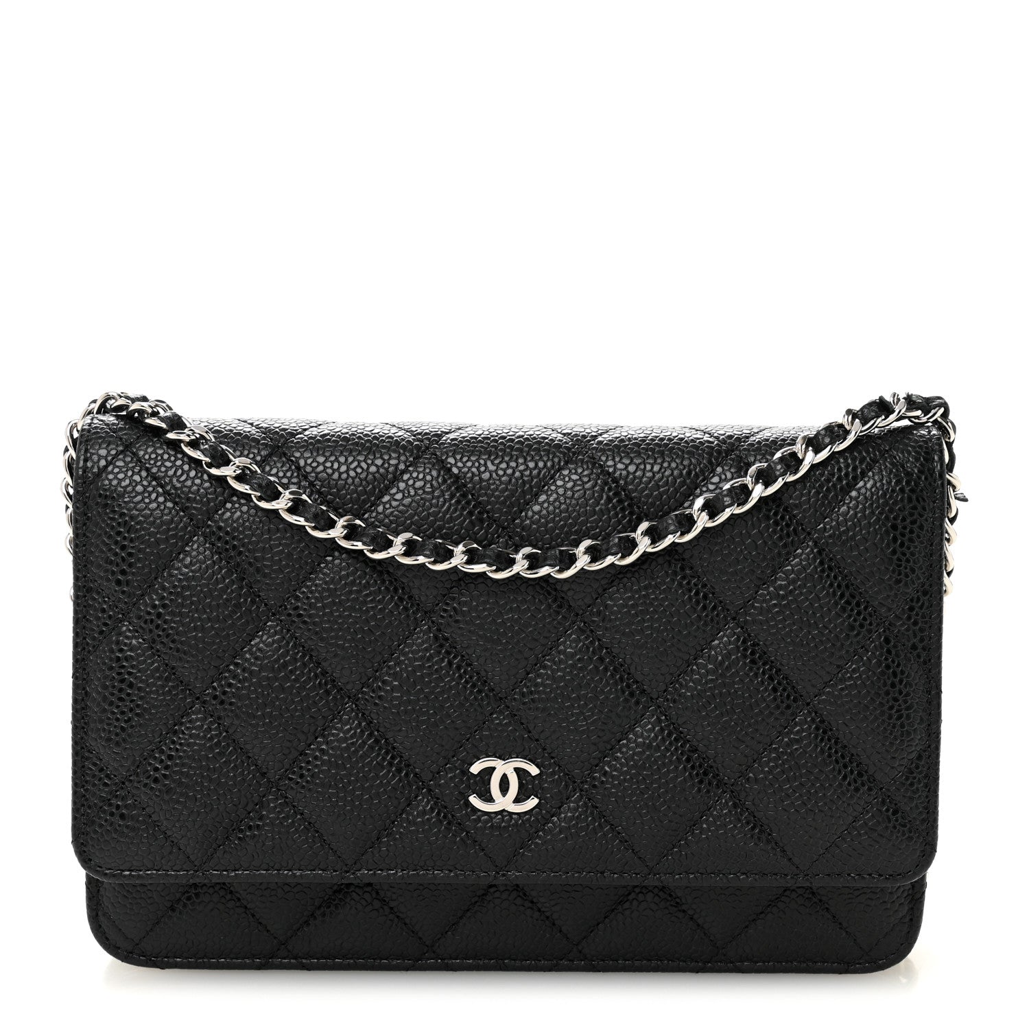 Caviar Quilted Wallet on Chain WOC Black