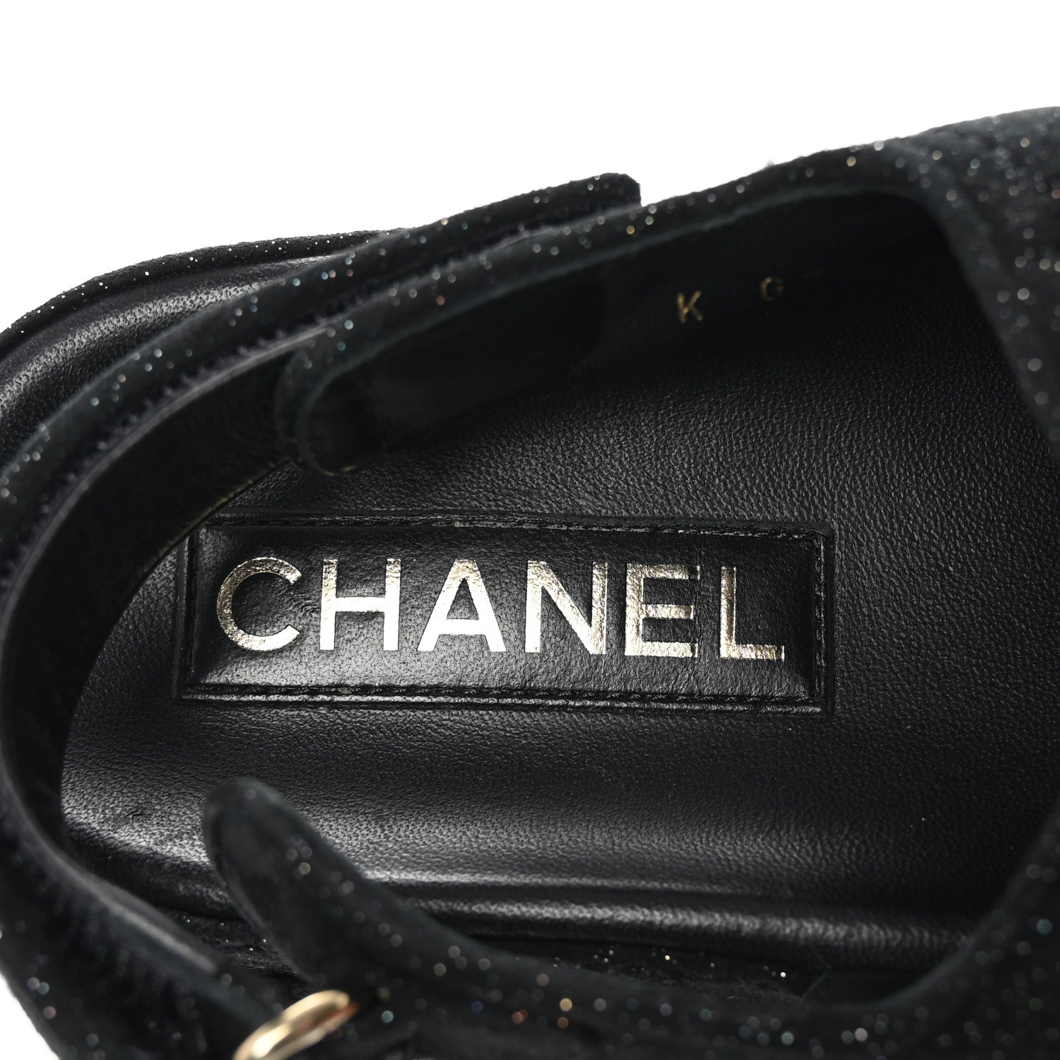 Suede Calfskin Glitter Crystal Velcro Dad Sandals 40 Black