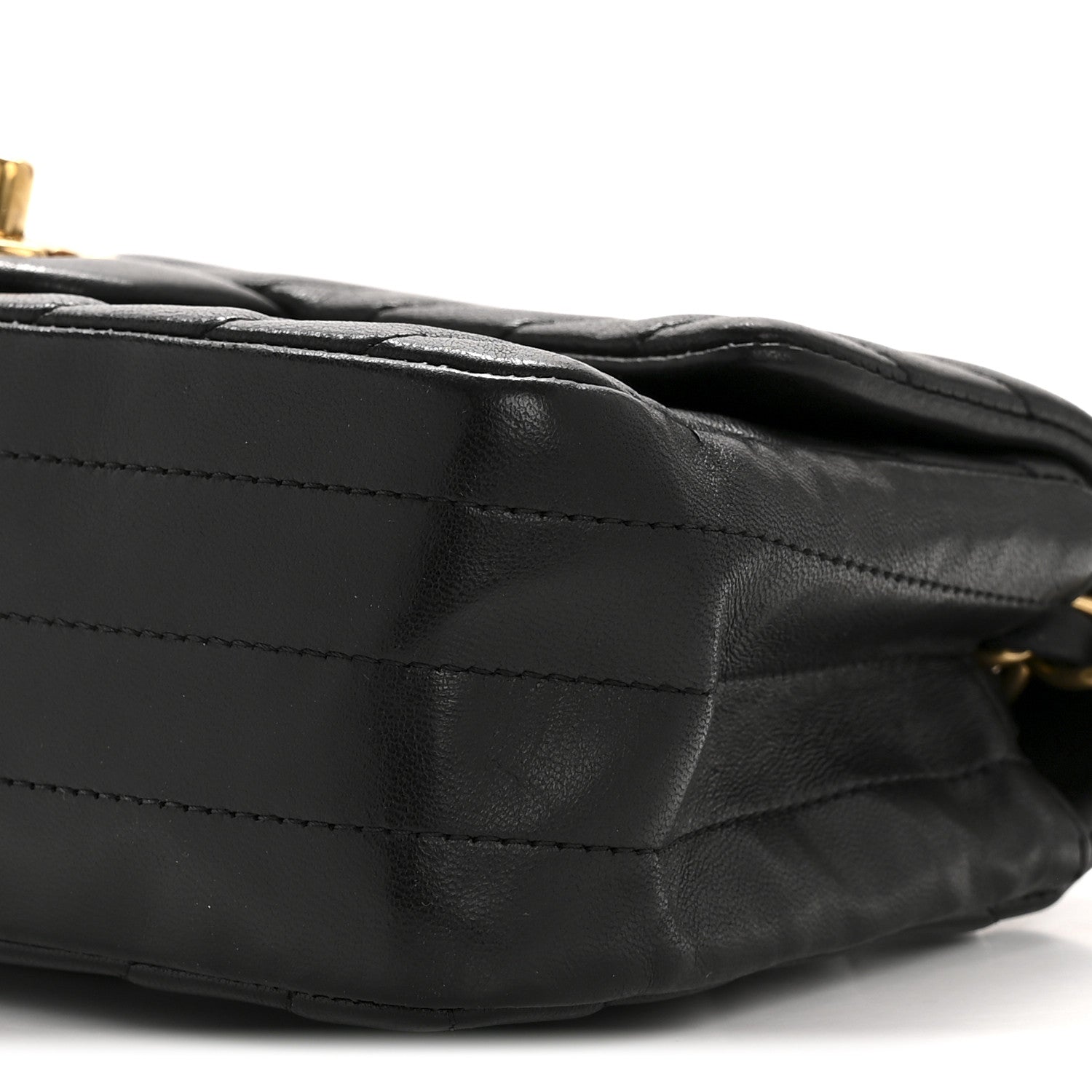 Lambskin Chevron Quilted Mini Rectangular Flap Black