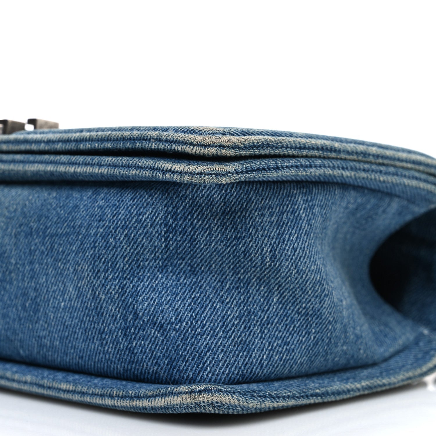 Denim Quilted Medium Boy Flap Blue