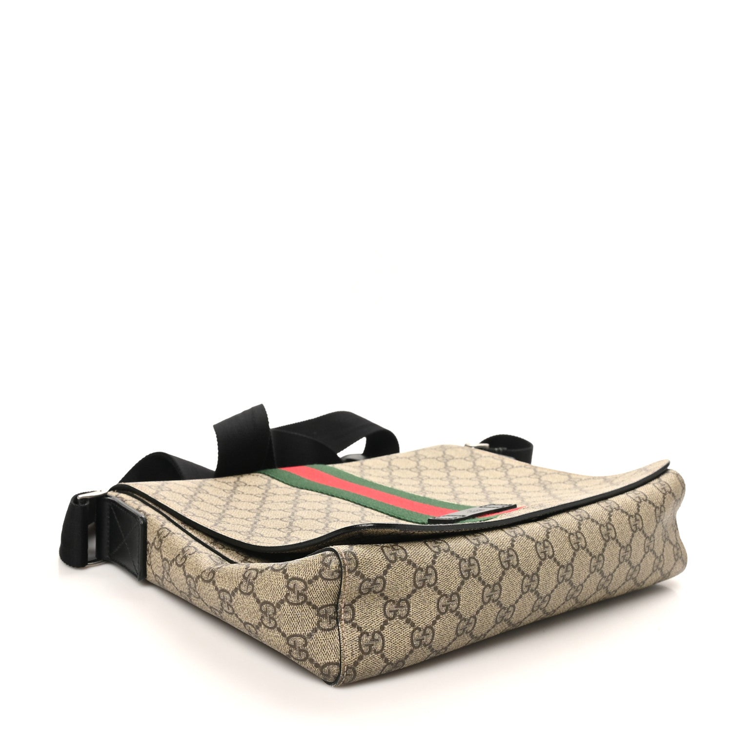 GG Supreme Monogram Web Flap Messenger Bag Black