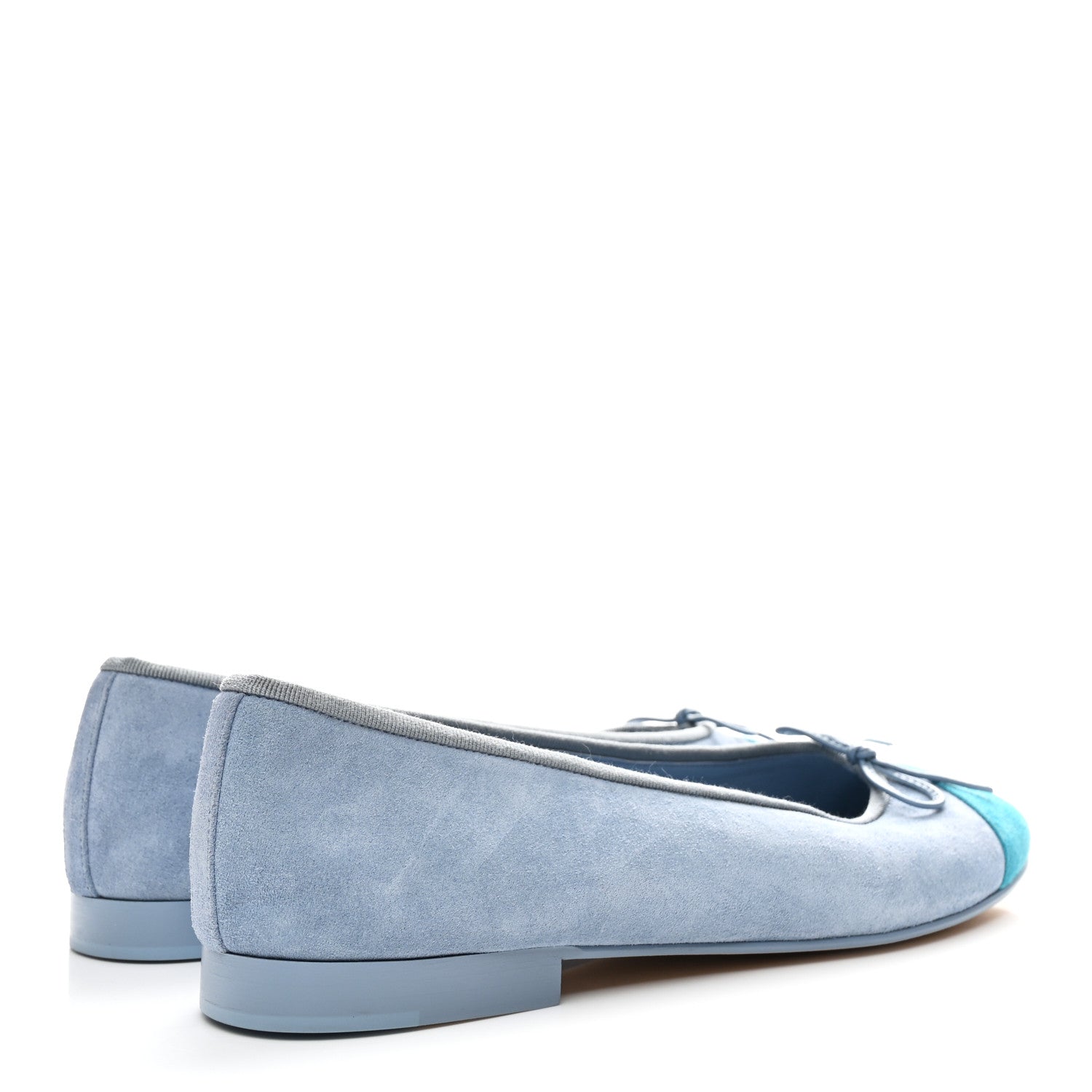 Suede Calfskin Cap Toe CC Ballerina Flats 40.5 Light Blue Turquoise