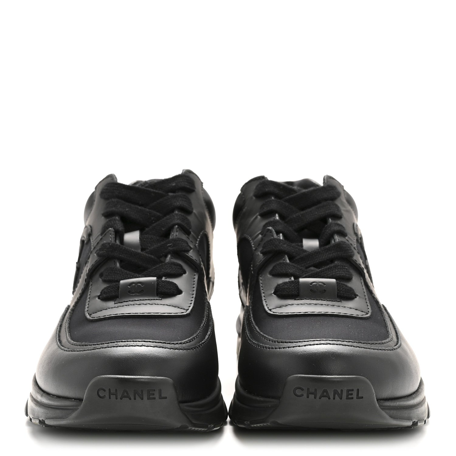 Fabric Calfskin Suede Mens CC Uniform Sneakers 41 Black