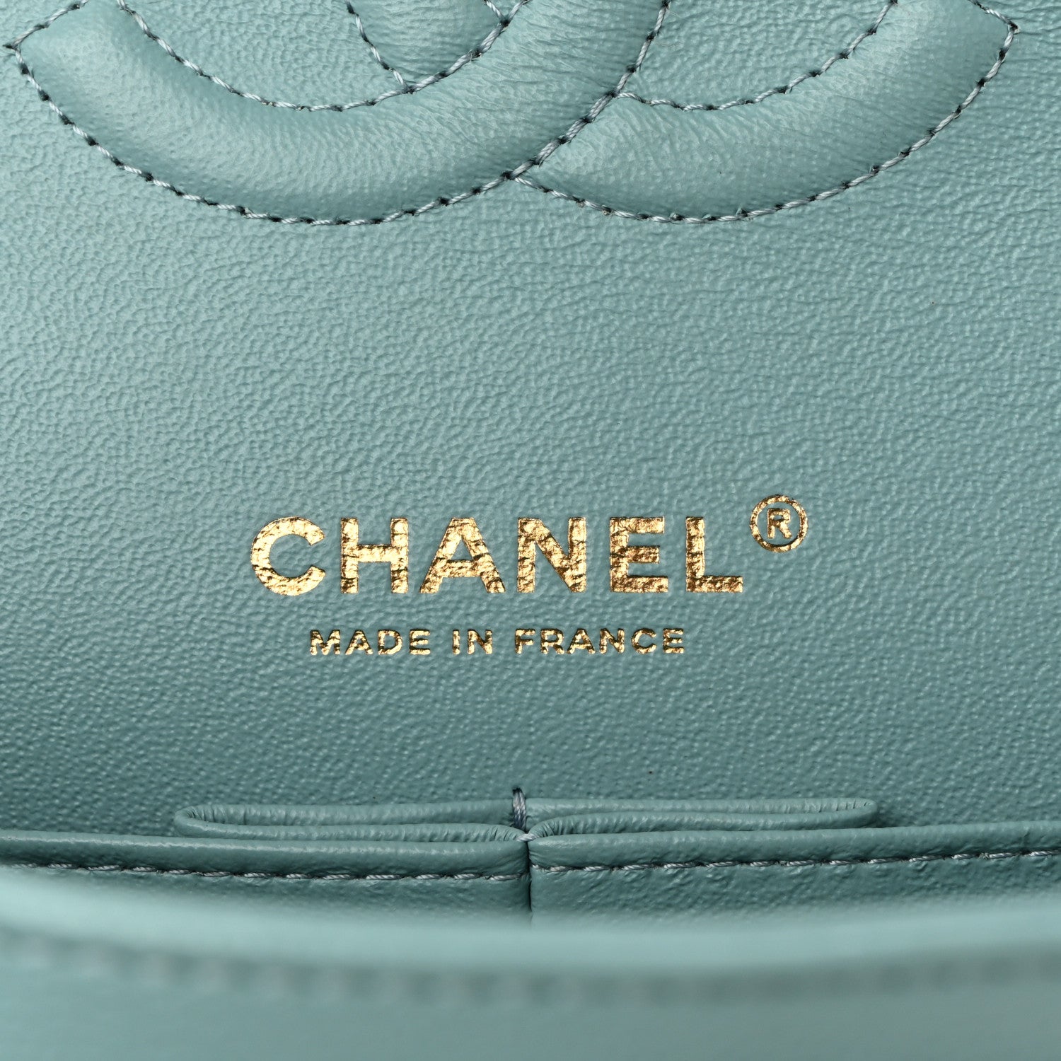 Caviar Quilted Medium Double Flap Light Blue