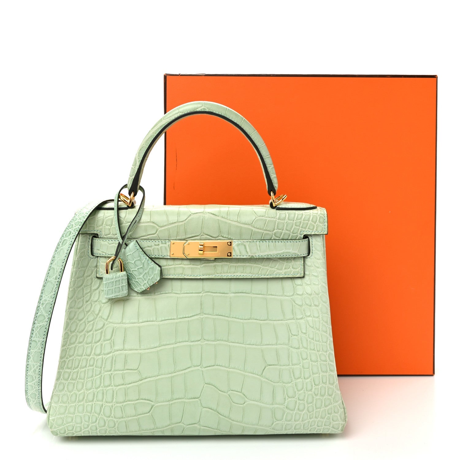 Matte Alligator Kelly Retourne 28 Vert D'eau
