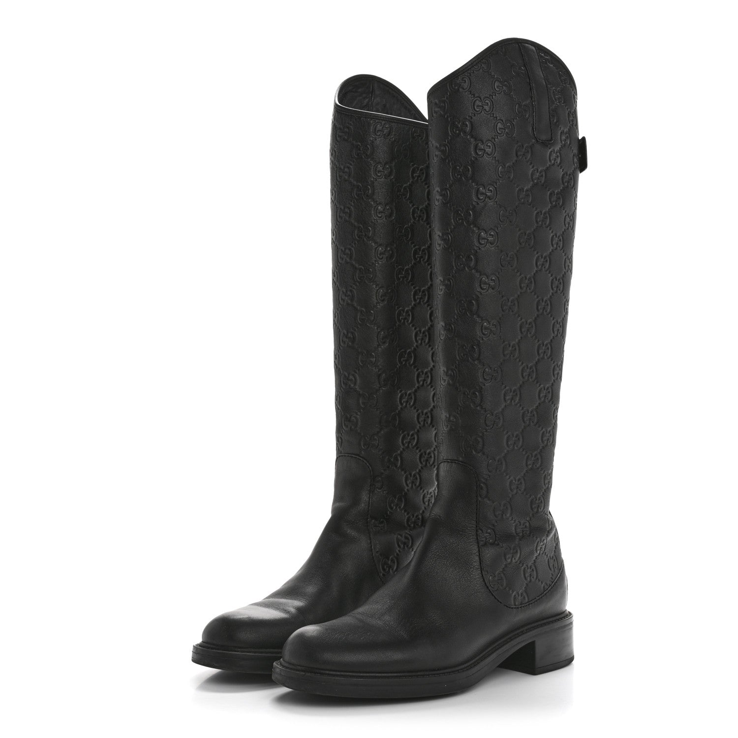 Guccissima Calfskin Miro Soft Knee High Riding Boots 35 Black