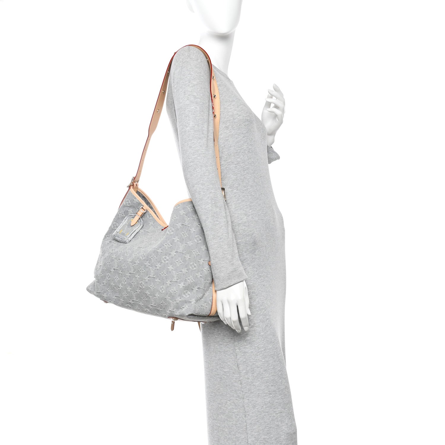 Monogram Denim CarryAll MM Washed Grey