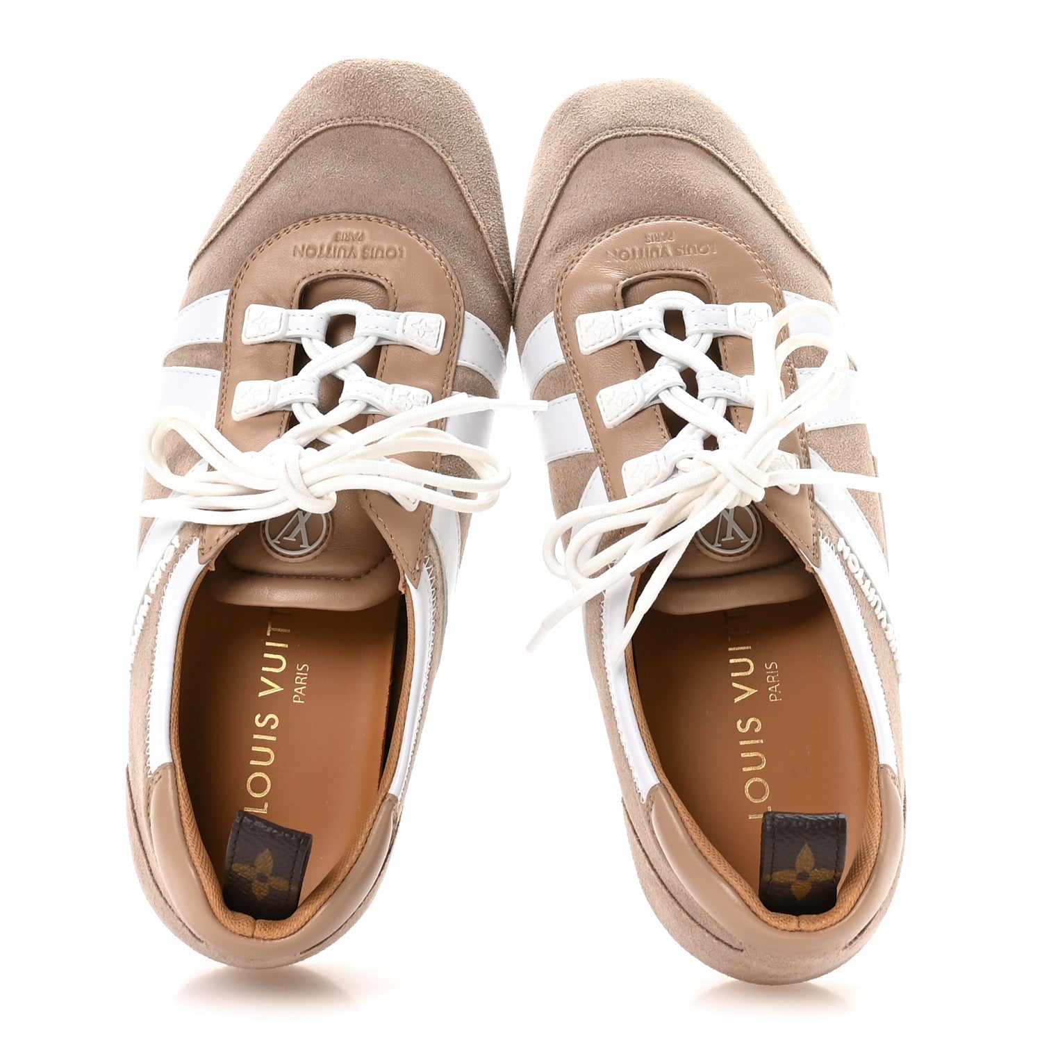 Suede Calfskin LV Sneakerina 37.5 Hazelnut Brown