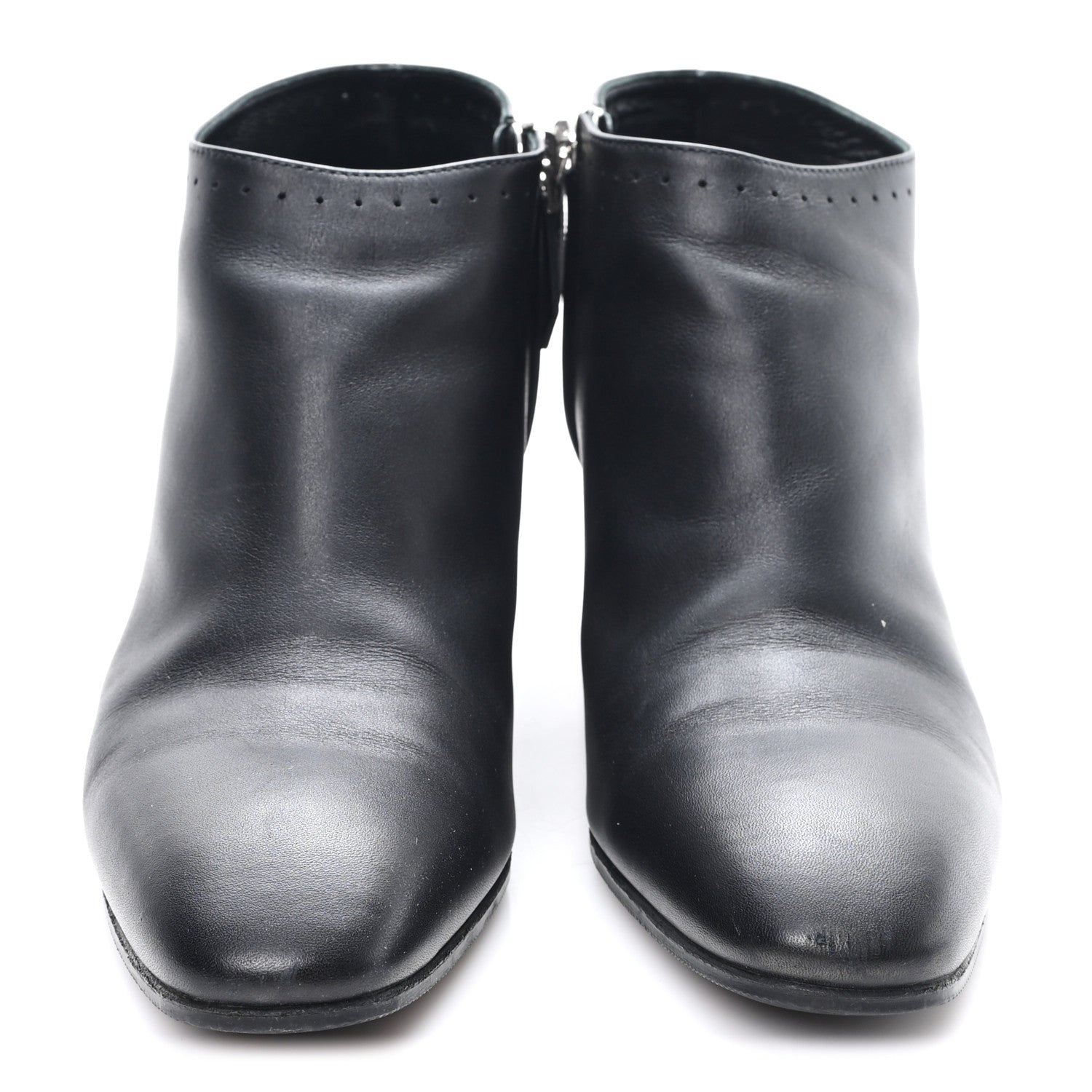 Calfskin Perforated Womens Booties 37.5 Black