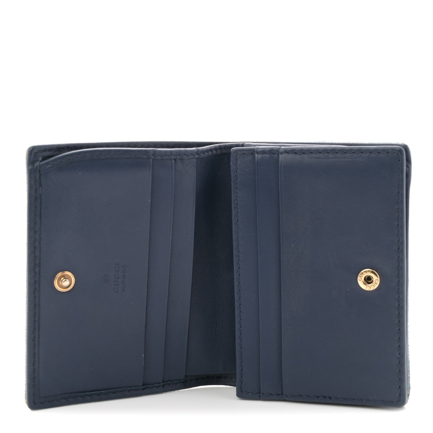 Denim Matelasse Pearly GG Marmont Card Case Wallet Blue