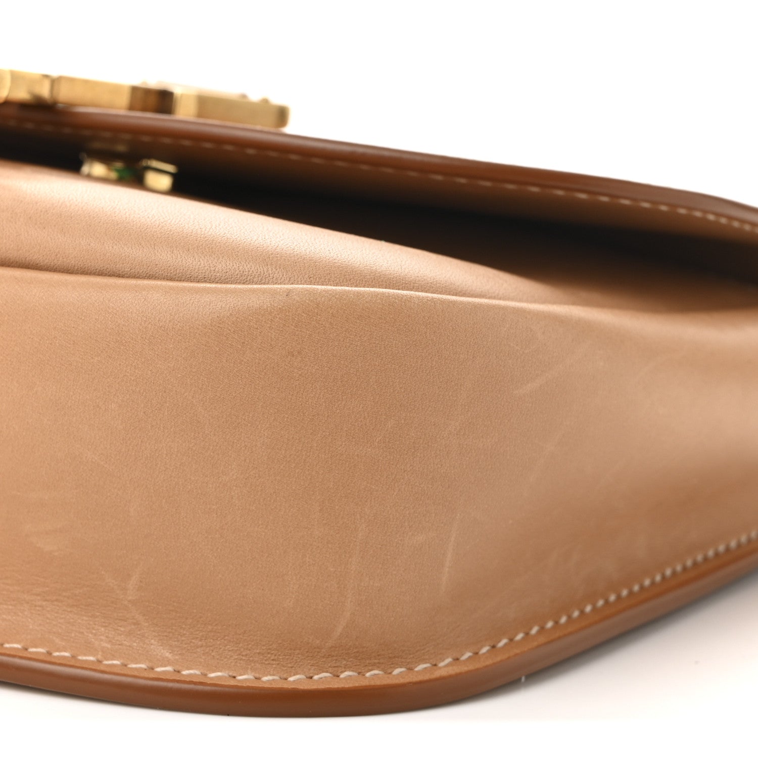 Smooth Vintage Calfskin Small Kaia Satchel Brown Gold