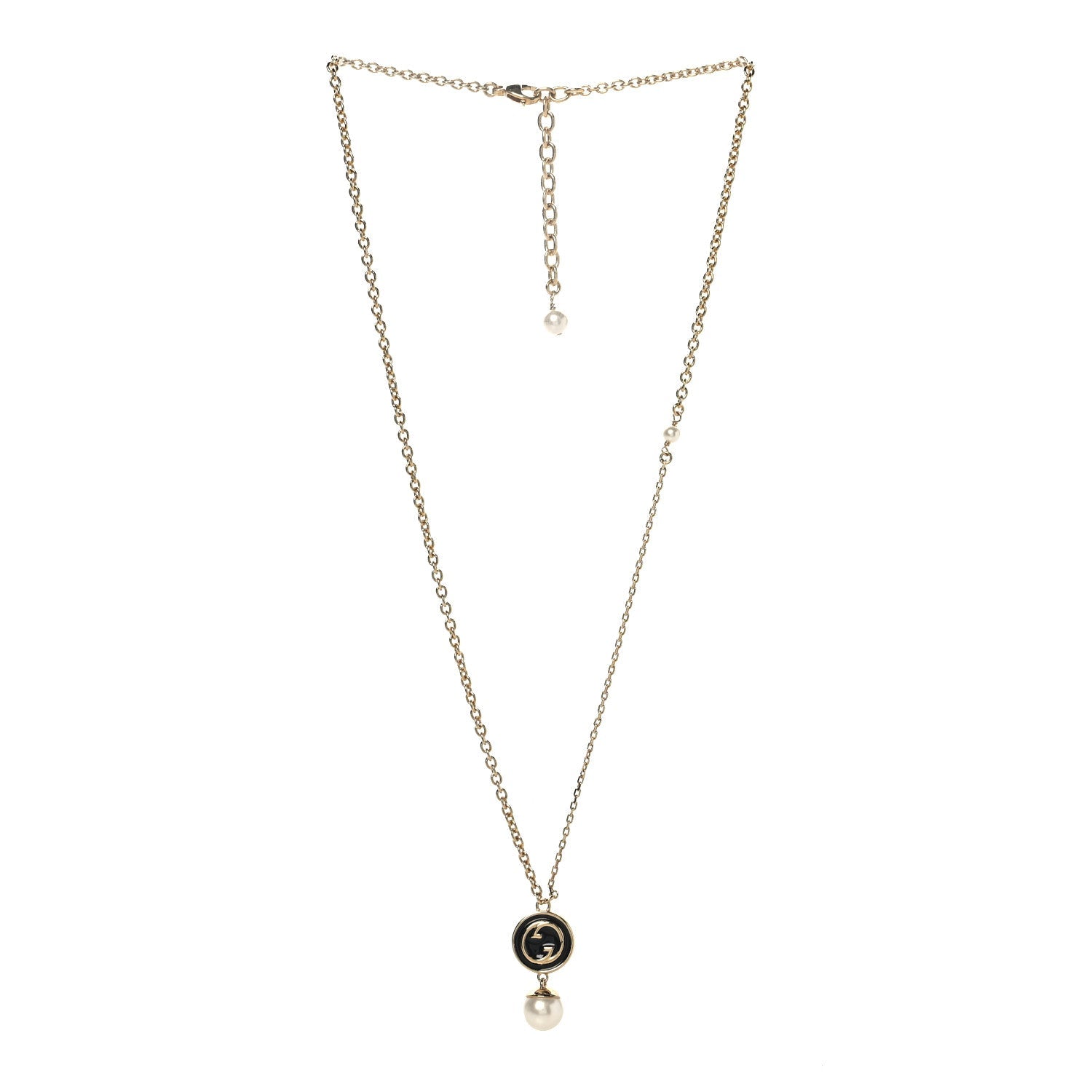 Metal Enamel Blondie Pendant Necklace Gold Black