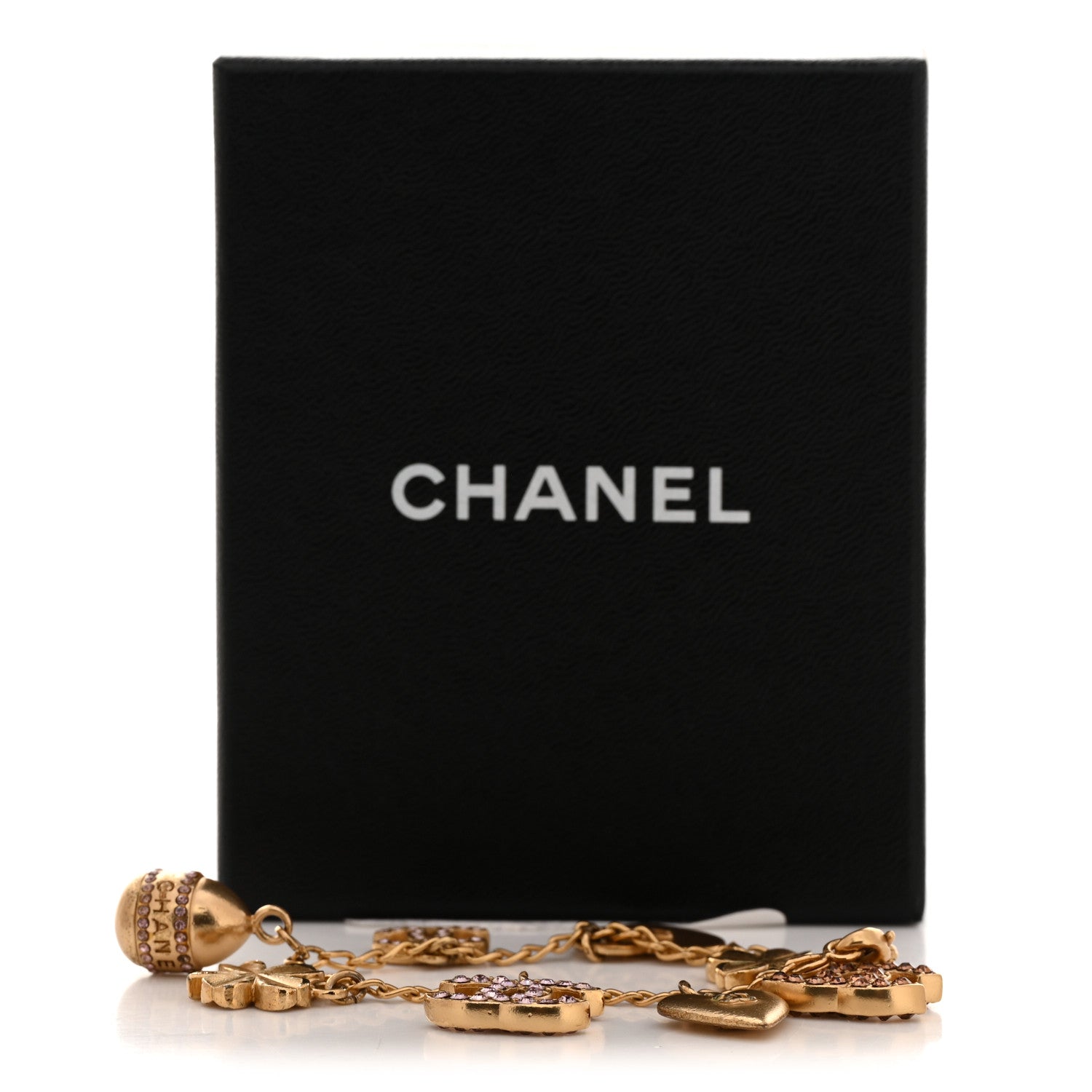 Metal Crystal Lucky Charms Bracelet Gold Pink