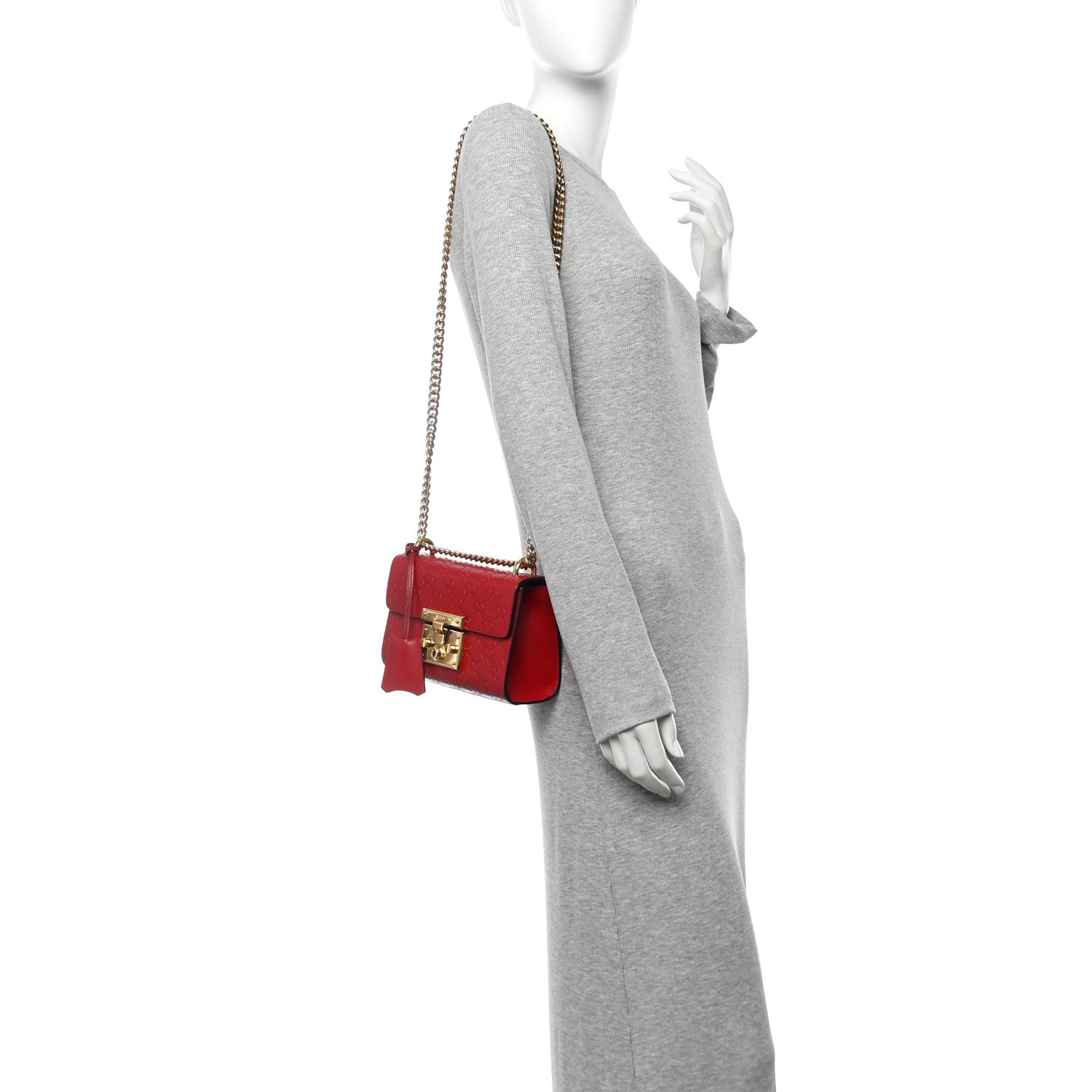Guccissima Small Padlock Shoulder Bag Hibiscus Red