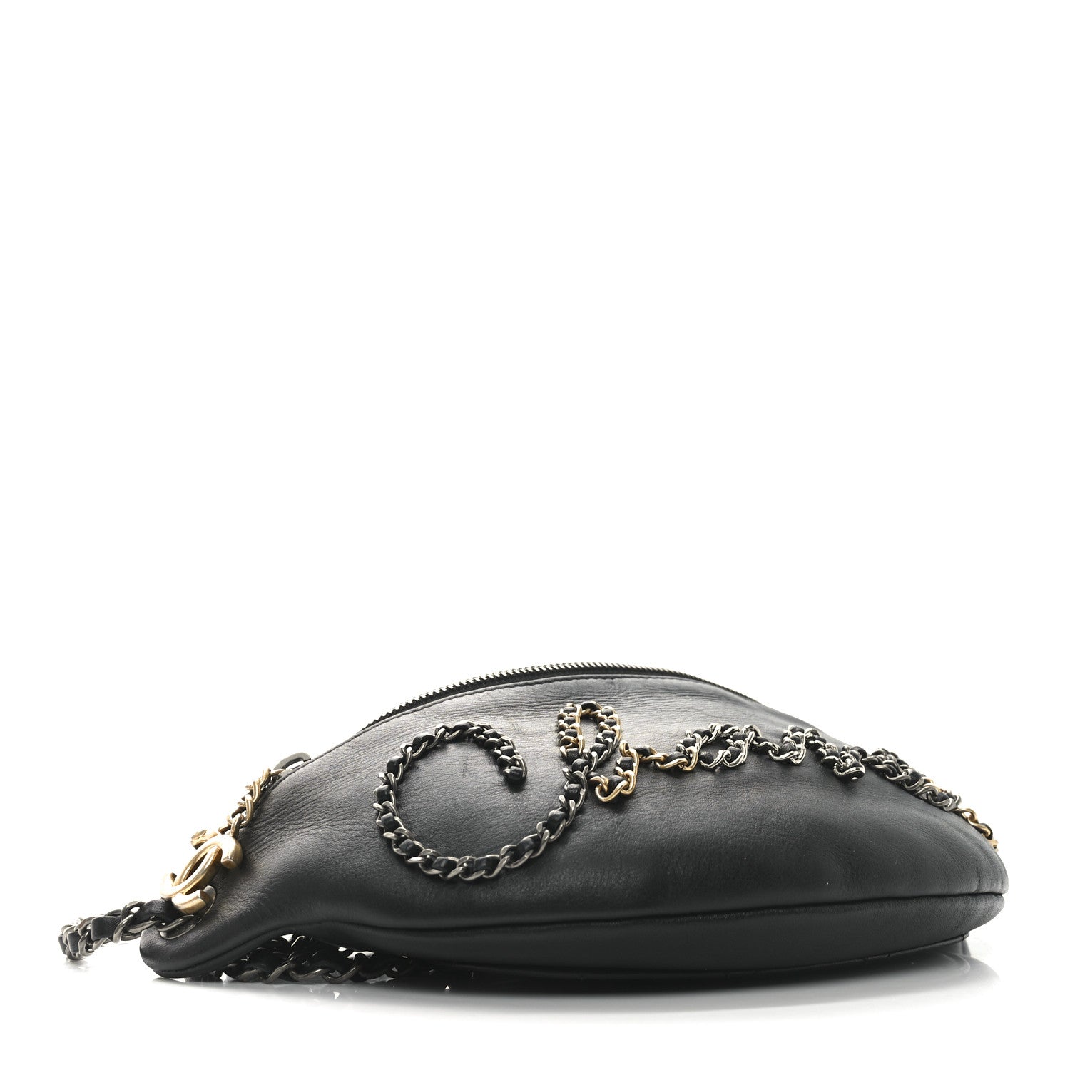 Calfskin Chain 20s Signe Waist Bag Black