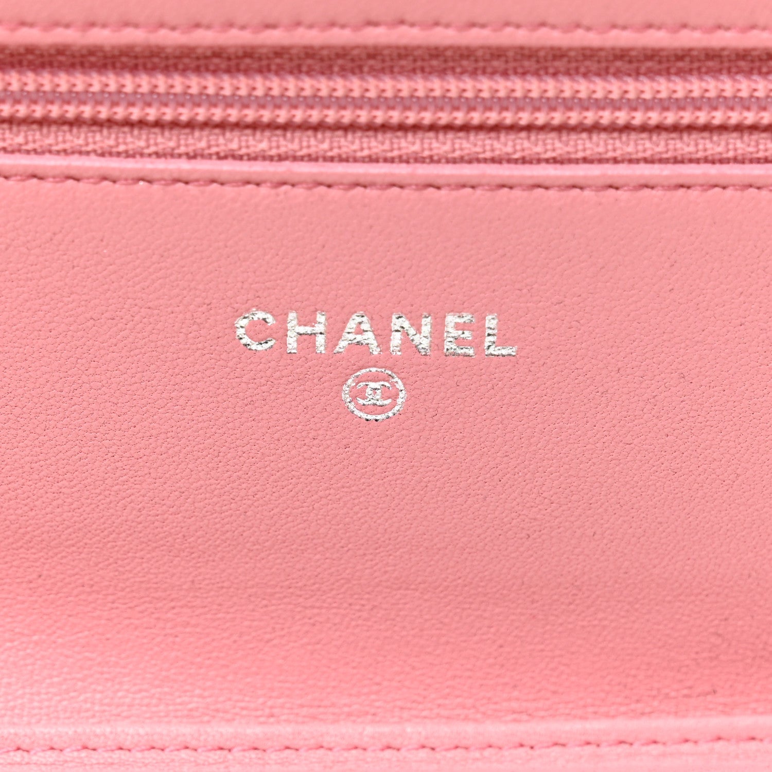 Lambskin Camellia Embossed Wallet on Chain WOC Pink