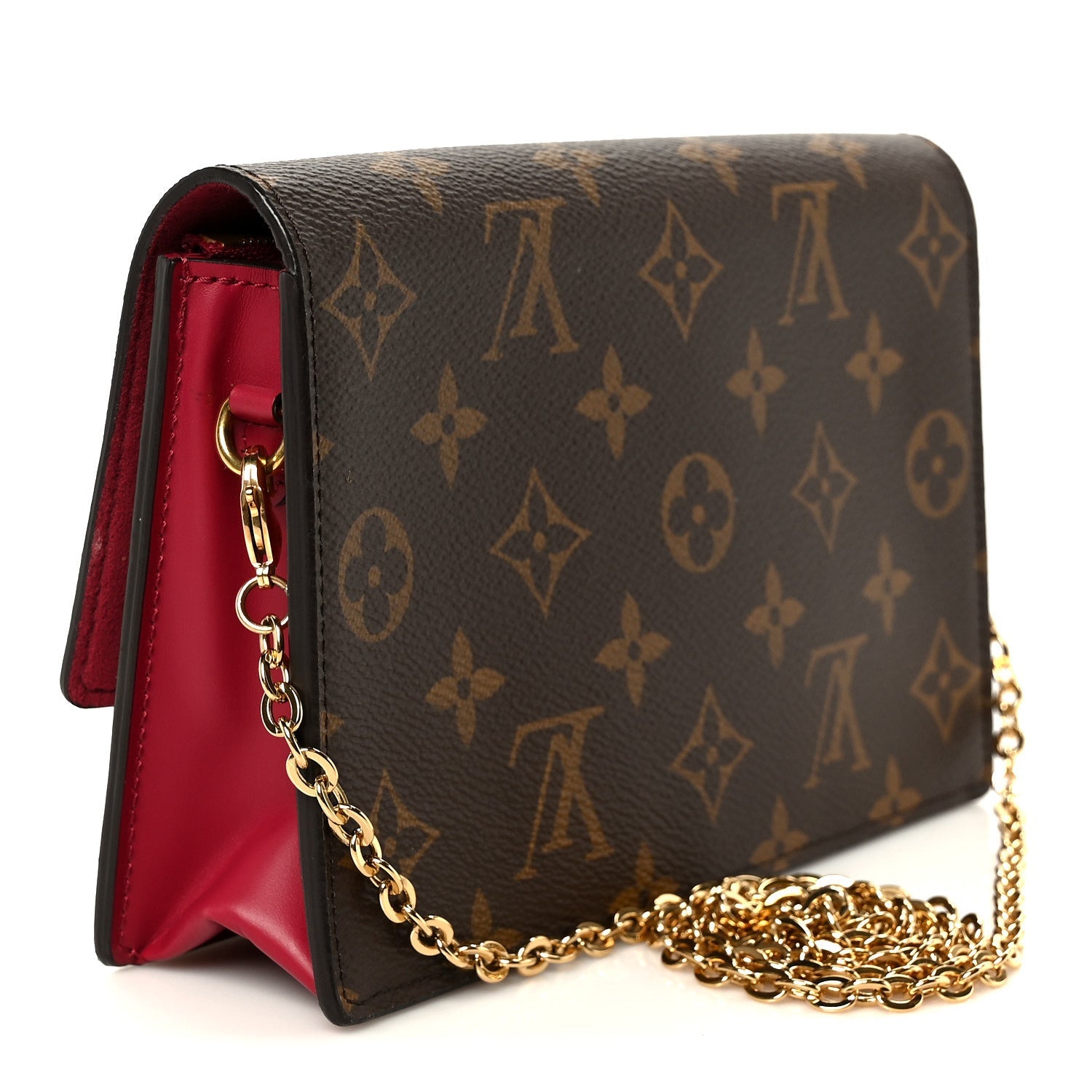 Monogram Flore Chain Wallet Fuchsia
