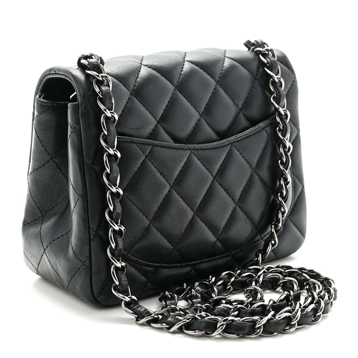 Lambskin Quilted Mini Square Flap Black