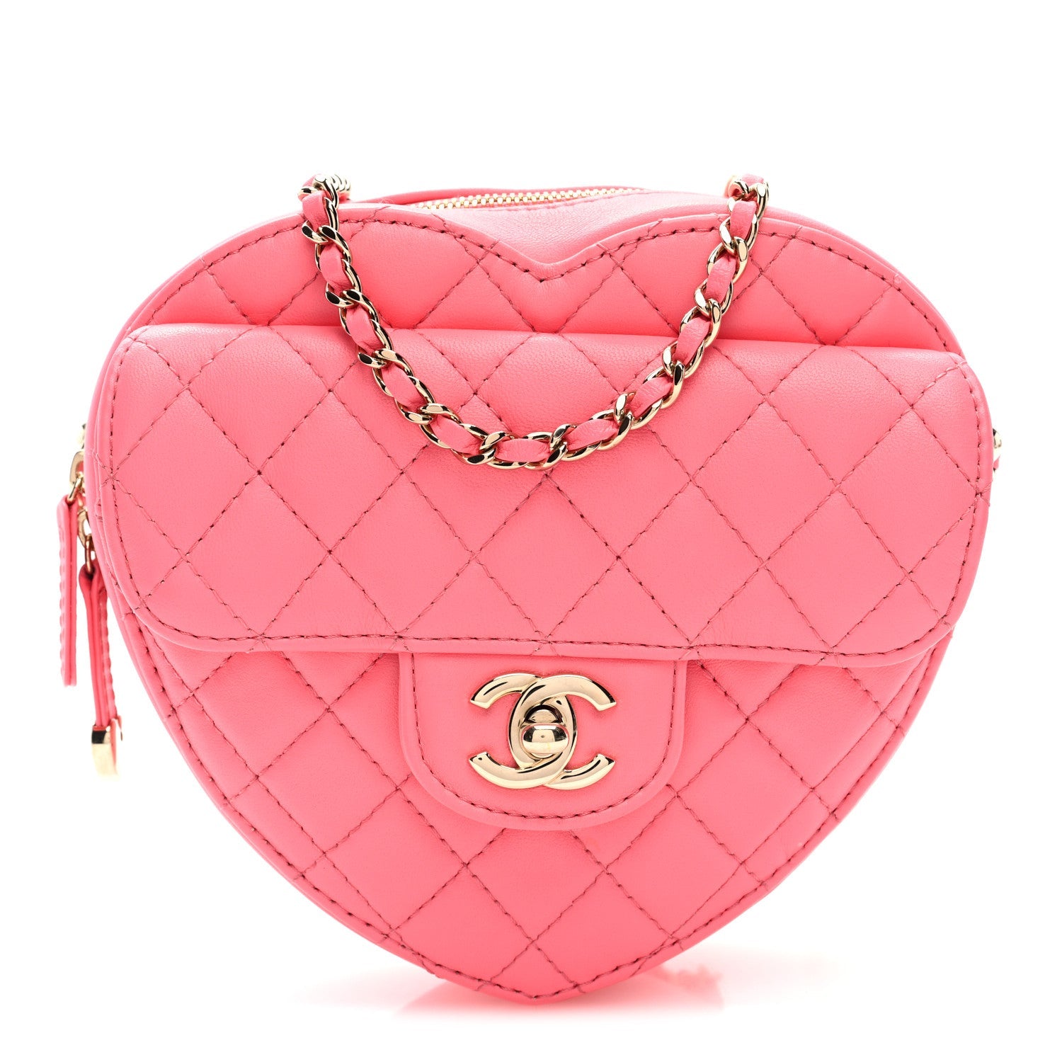 Lambskin Quilted Large CC In Love Heart Bag Light Pink