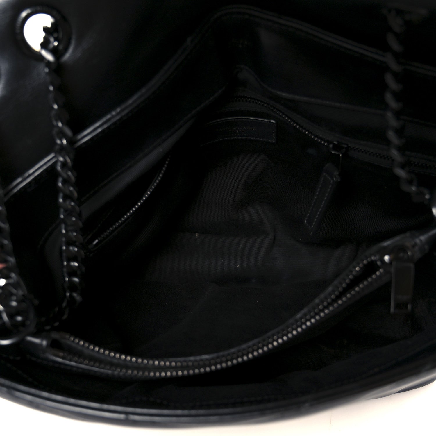 Calfskin Y Quilted Monogram Monochrome Medium Loulou Chain Satchel Black
