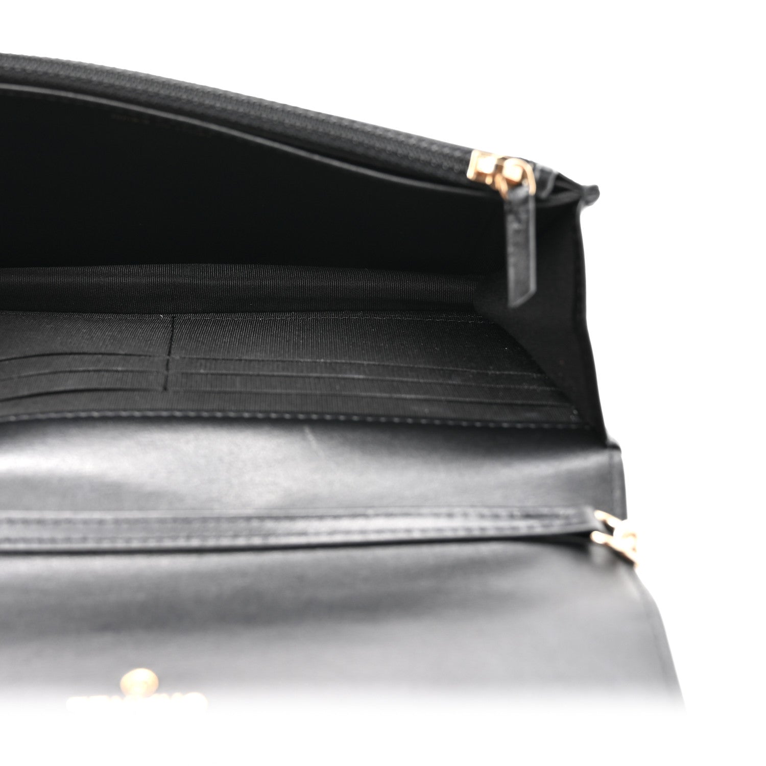 Lambskin Quilted Pearl Wallet On Chain WOC Black