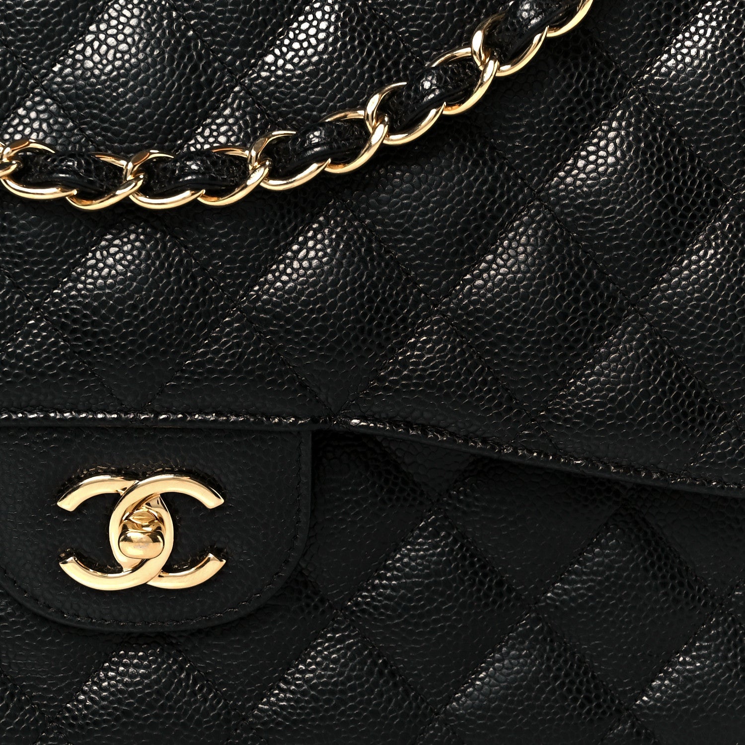 Caviar Quilted Jumbo Double Flap Black