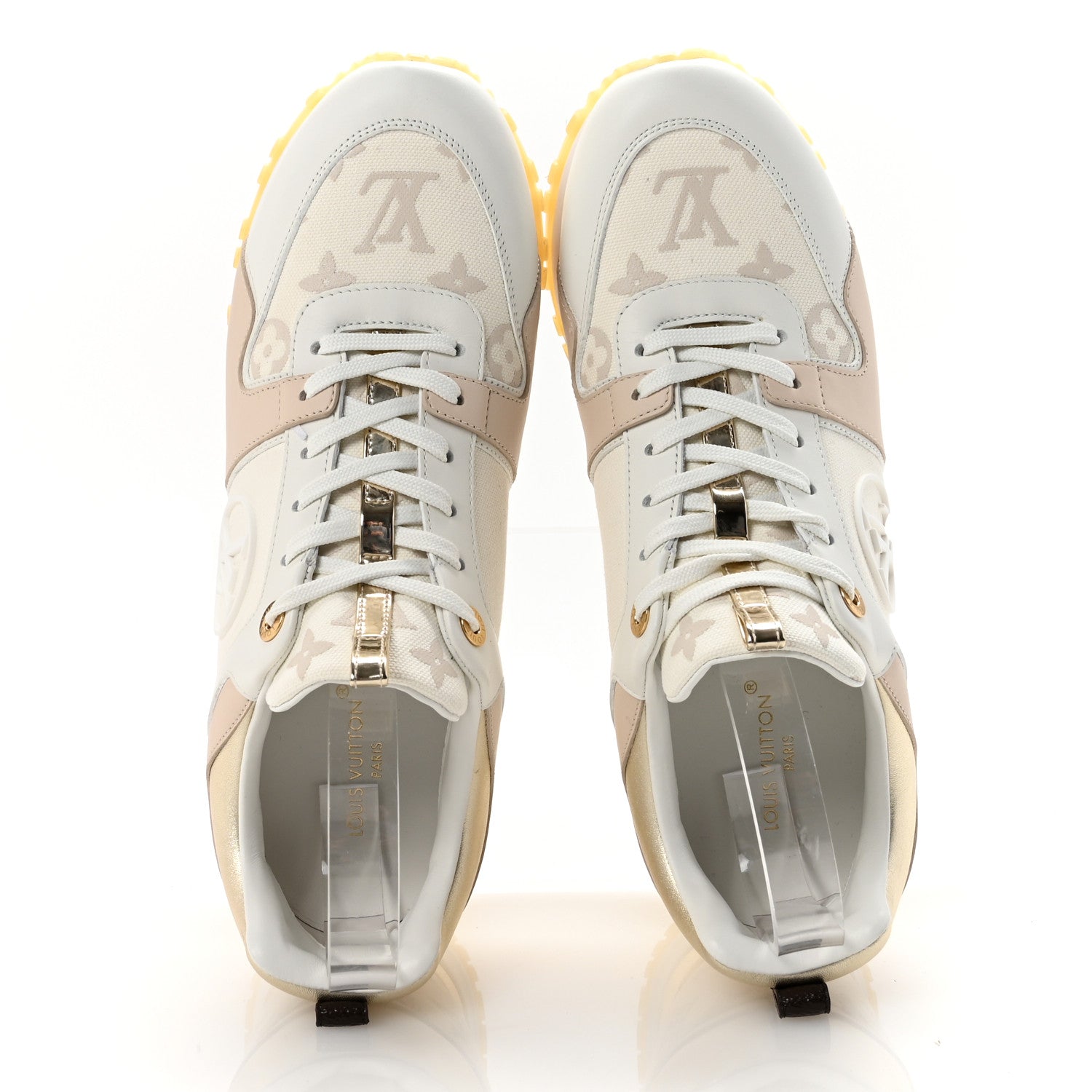 Monogram Calfskin Run Away Sneakers 40.5 Beige Gold