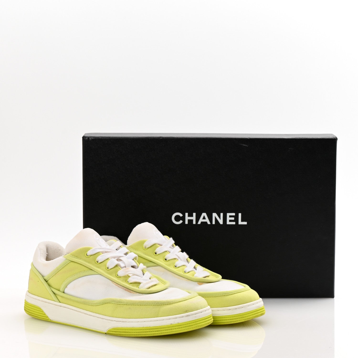 Fabric Womens Logo Sneakers 37 Yellow White