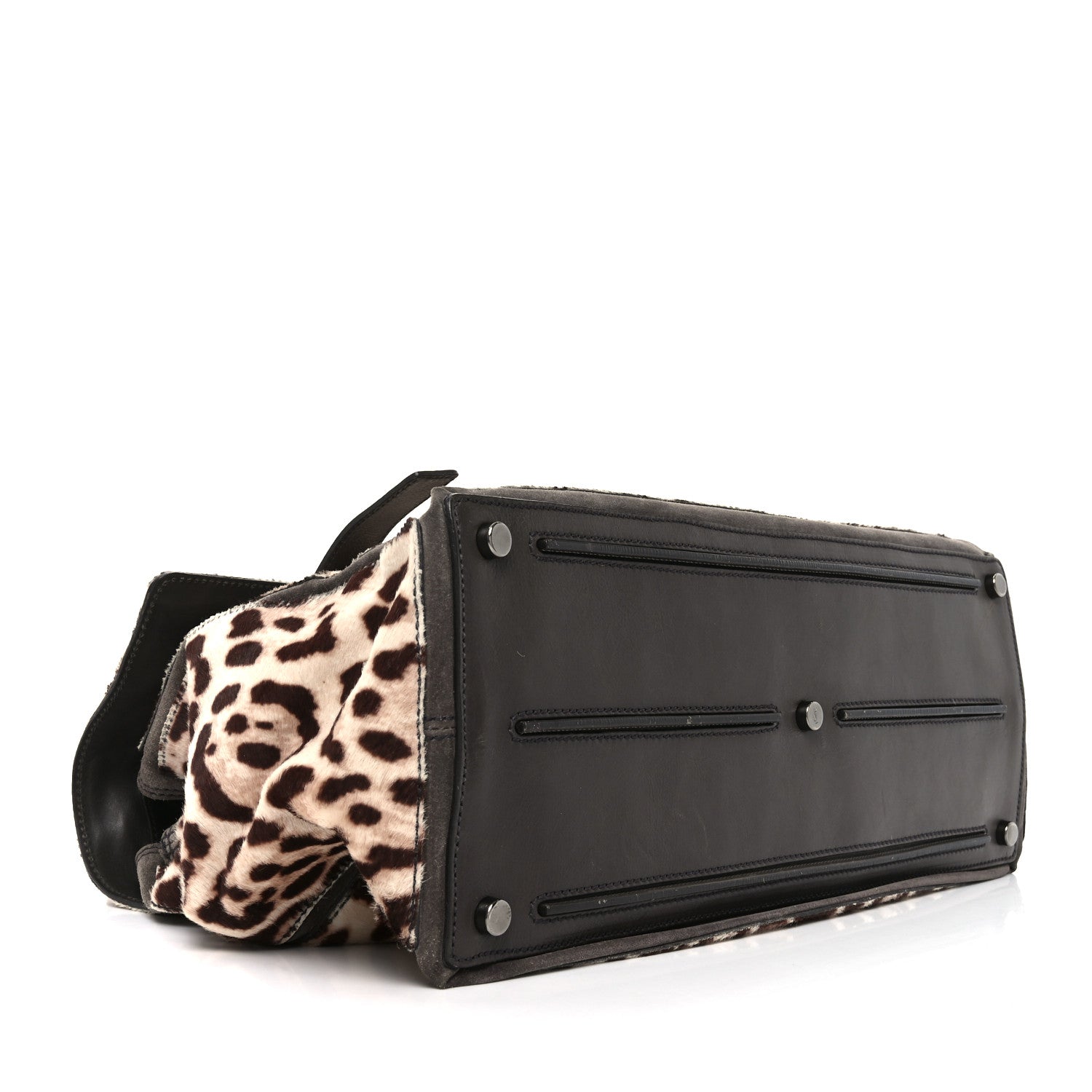 Pony Hair Leopard Suede Calfskin Print Large Muse Two Brown