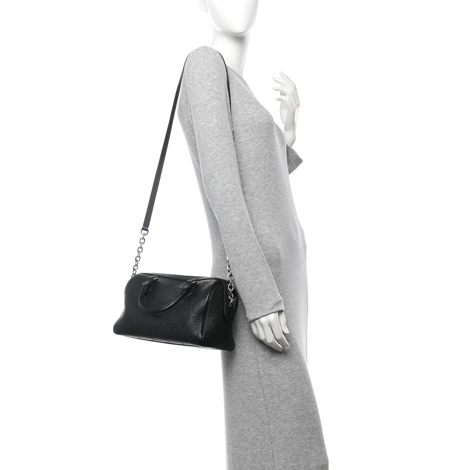 Calfskin GG Emblem Small Top Handle Bag Black