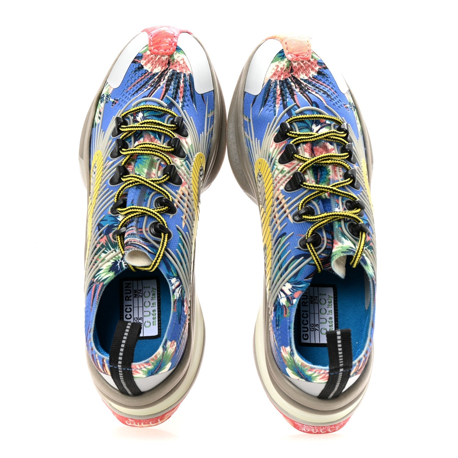 Technical Knit Fabric Waves Mens Gucci Run Sneakers 7.5 Multicolor