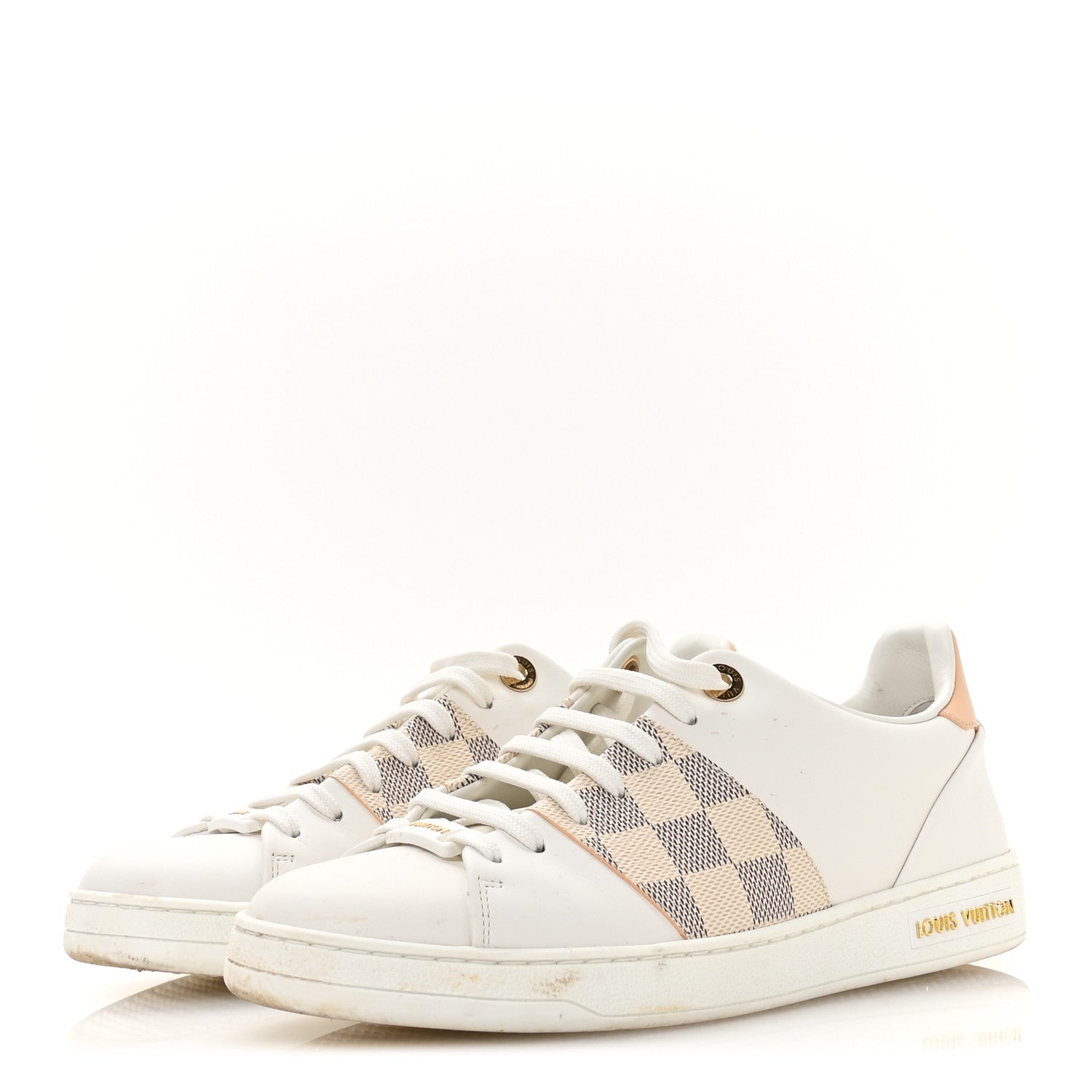 Damier Azur Front Row Sneaker 37.5 White