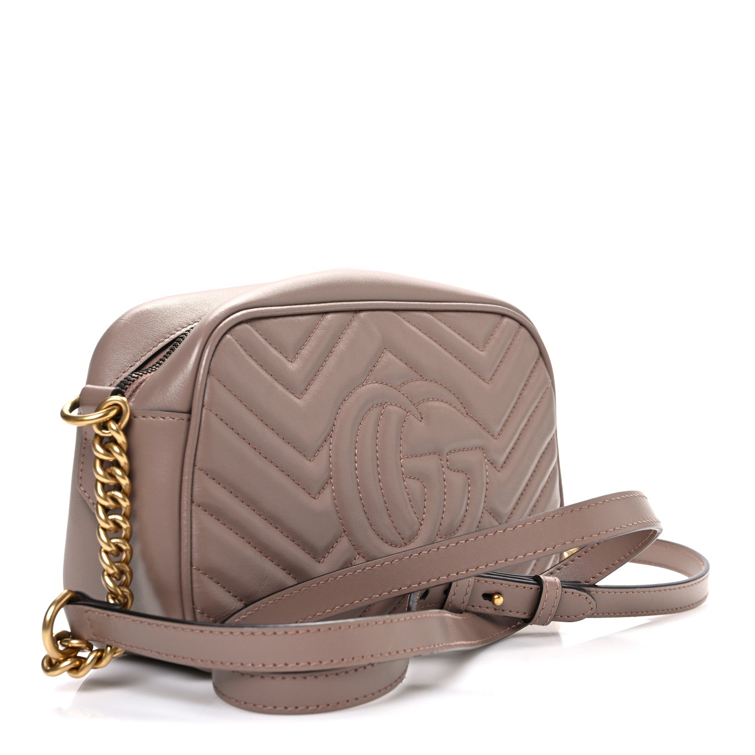 Calfskin Matelasse Small GG Marmont Chain Shoulder Bag Porcelain Rose