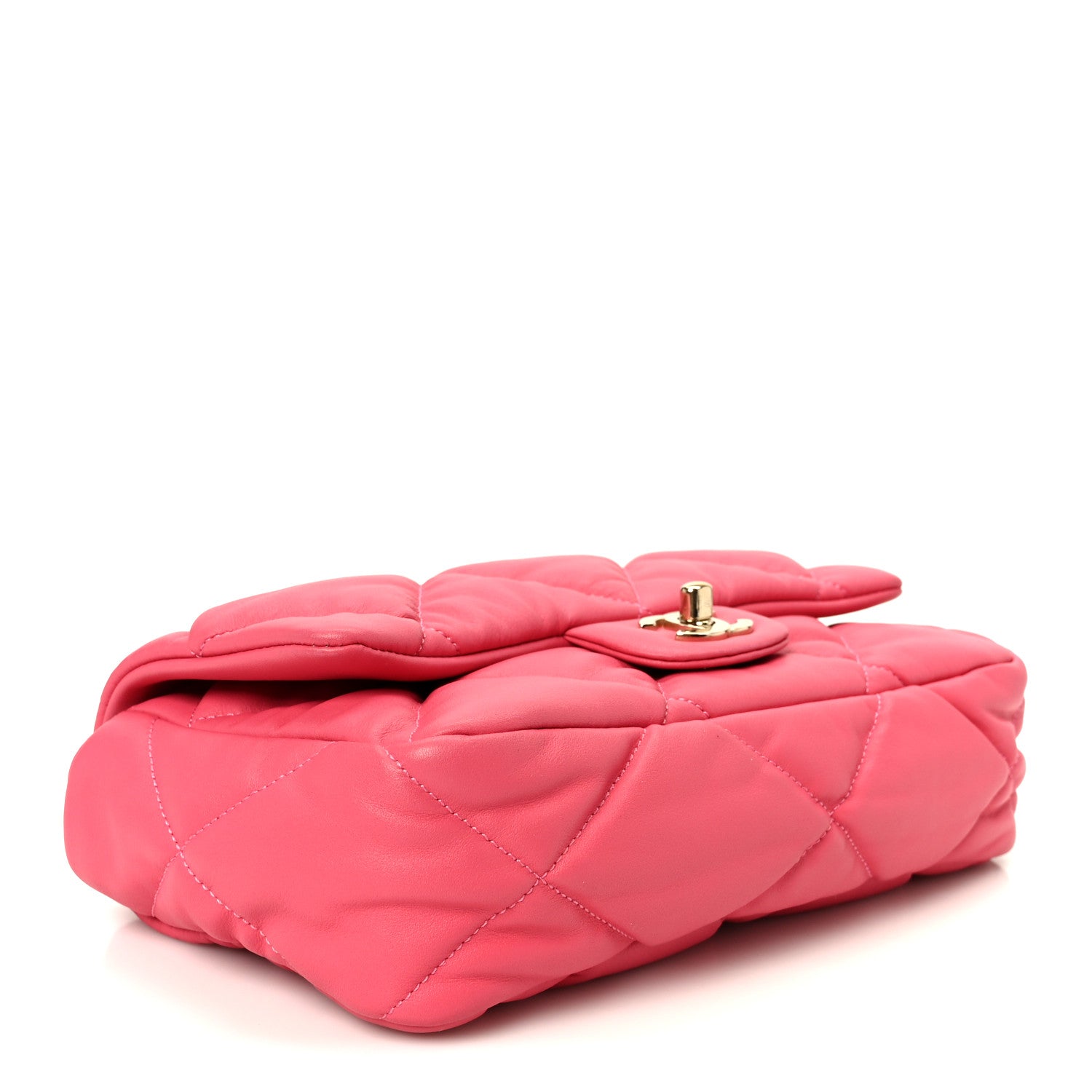 Calfskin Quilted Medium Bubbly Flap Pink