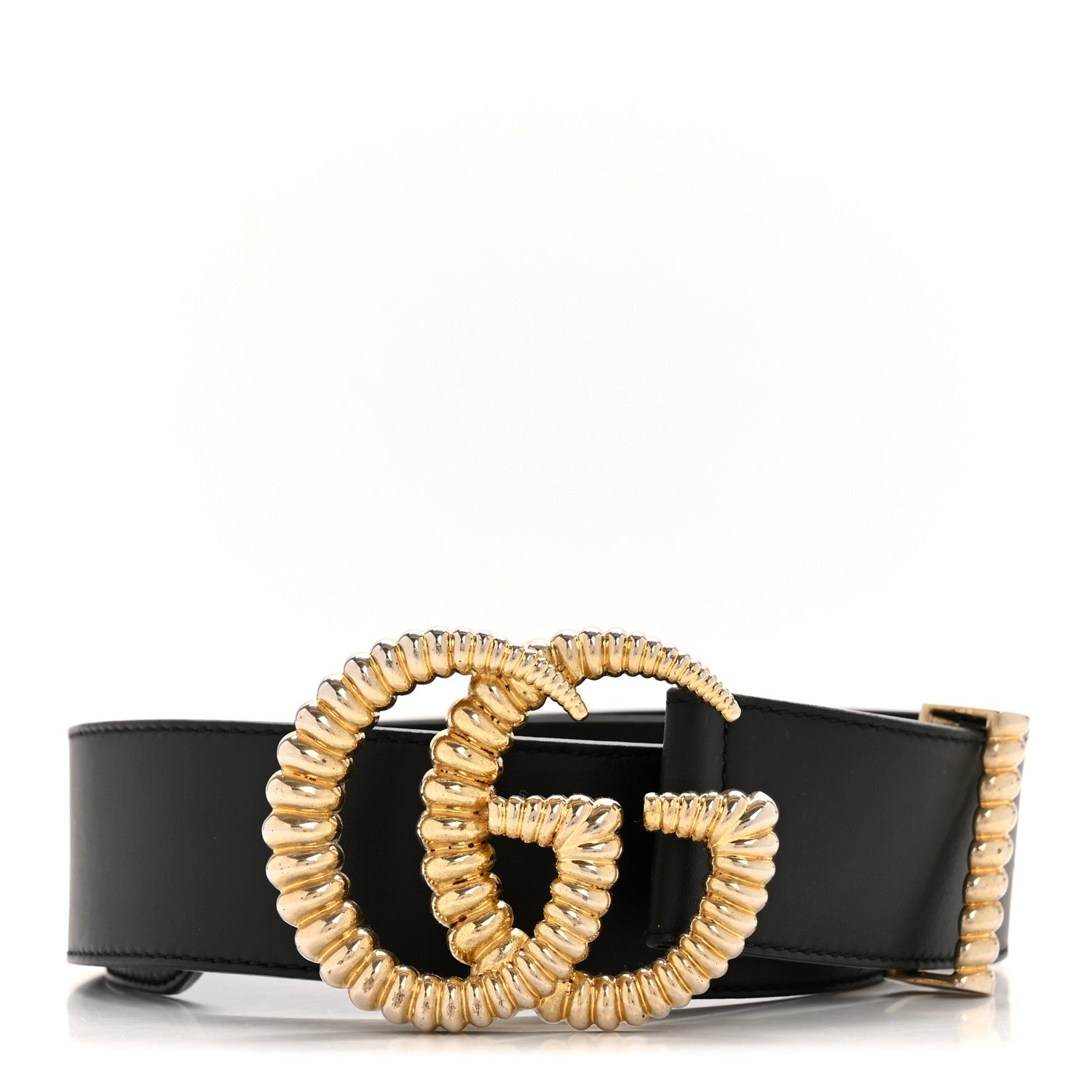 Moon Calfskin Torchon Double G 70 28 Belt Black