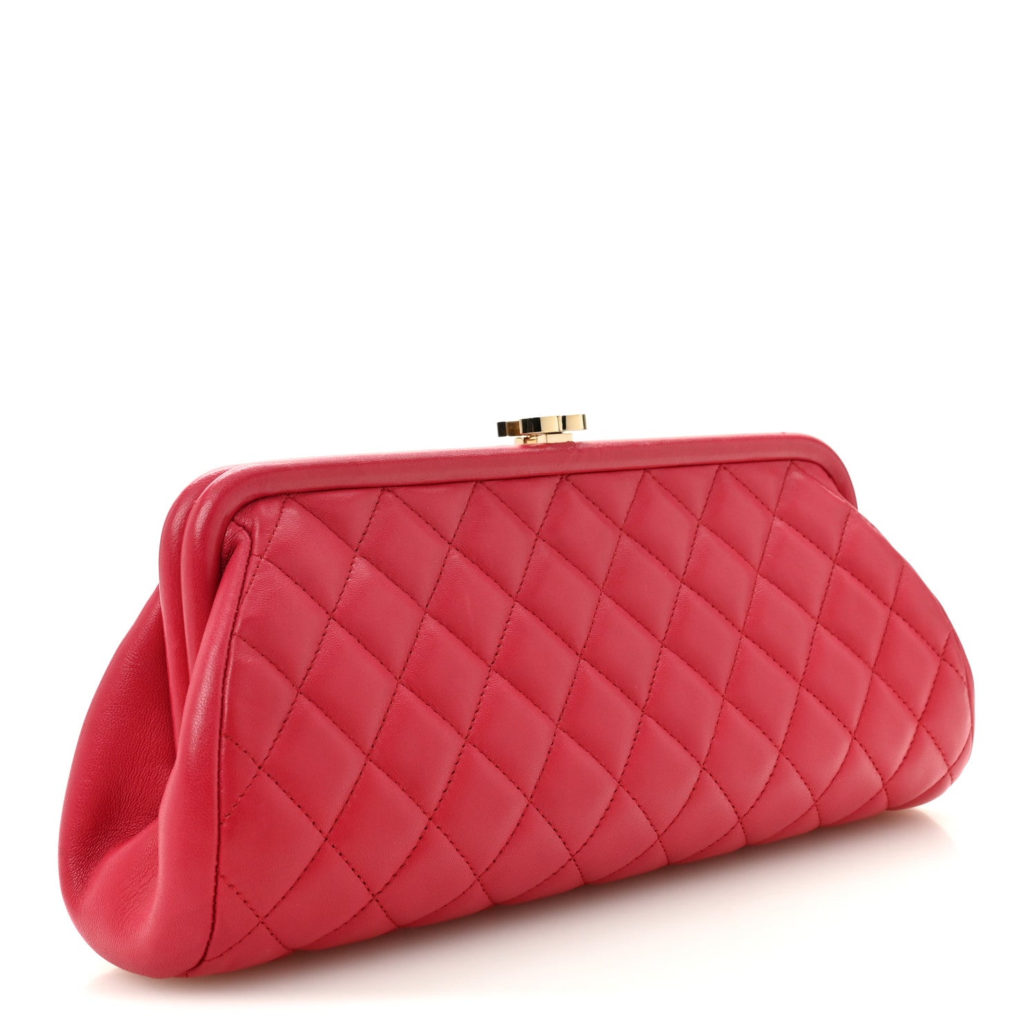 Lambskin Quilted Timeless Clutch Fuchsia