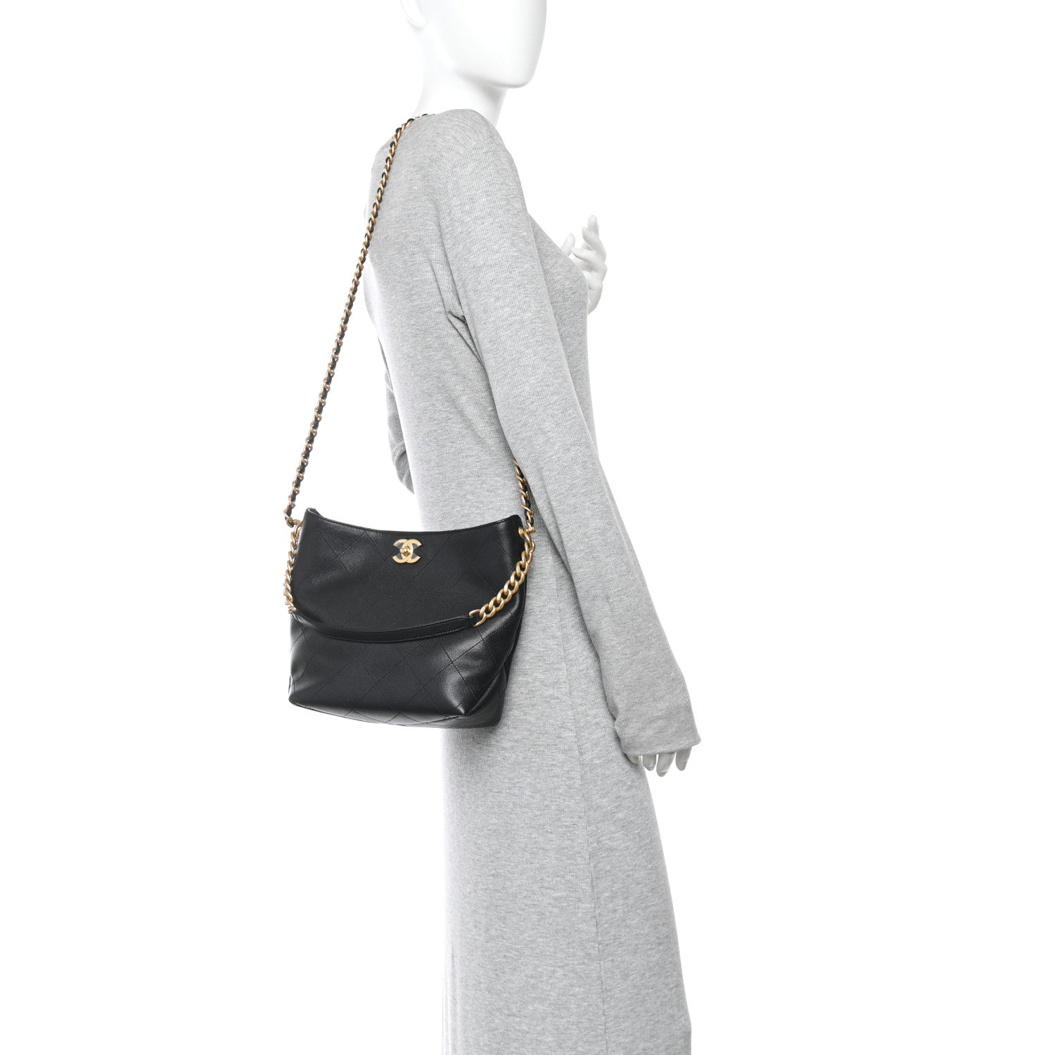 Caviar Quilted Hobo Black