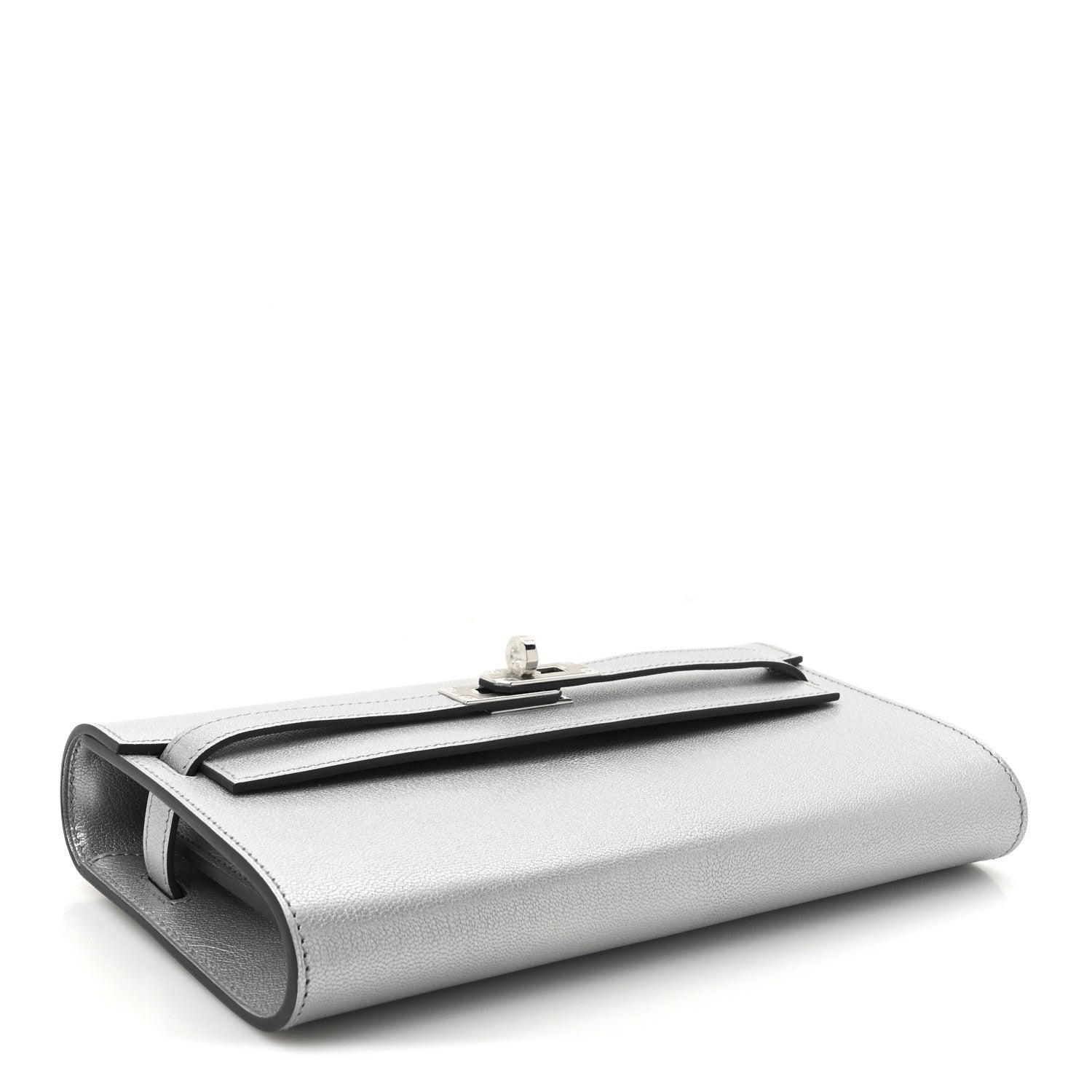 Metallic Chevre Chamkilight Kelly Wallet To Go Argent