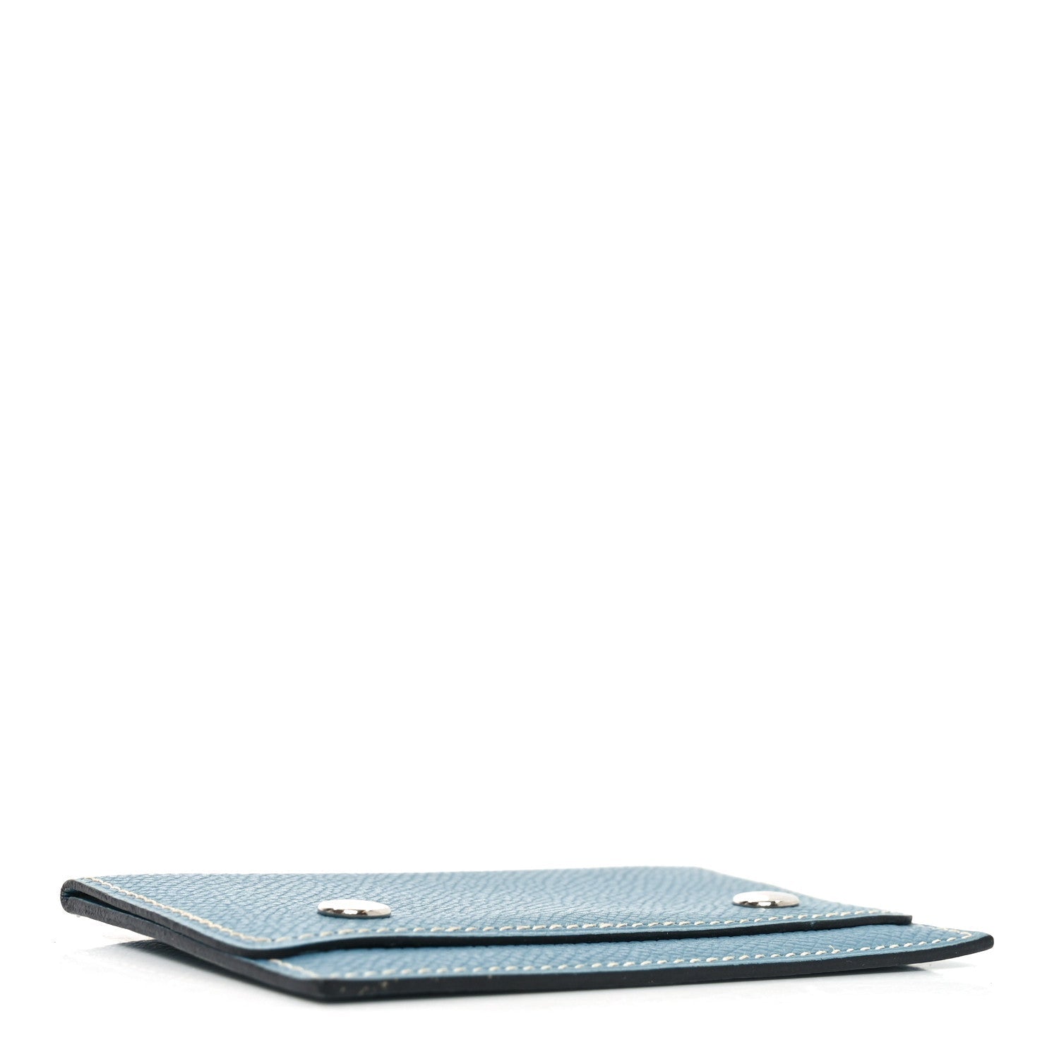 Epsom Hermesnap Card Holder Bleu Jean