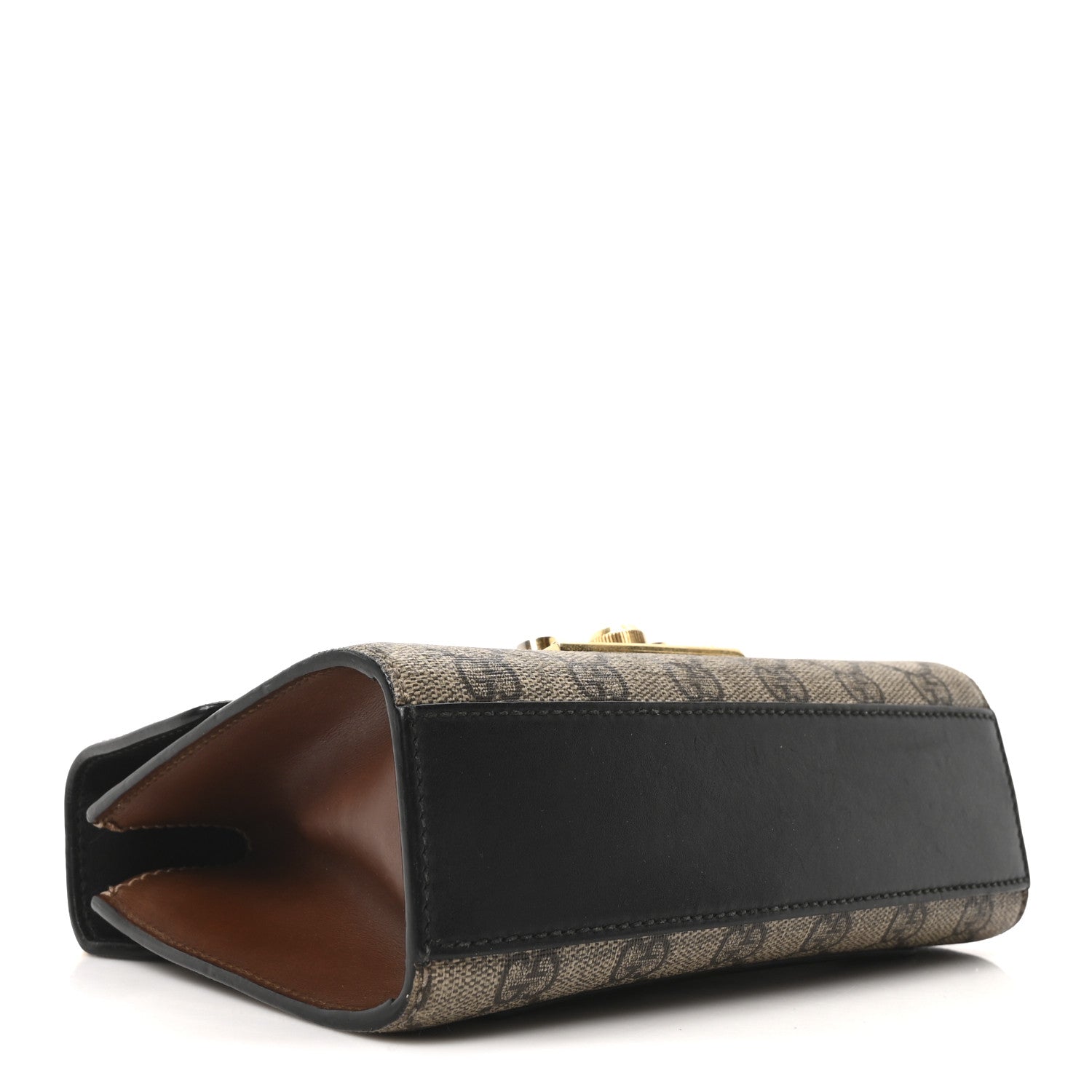 GG Supreme Monogram Calfskin Small Padlock Shoulder Bag Beige Black Cuir
