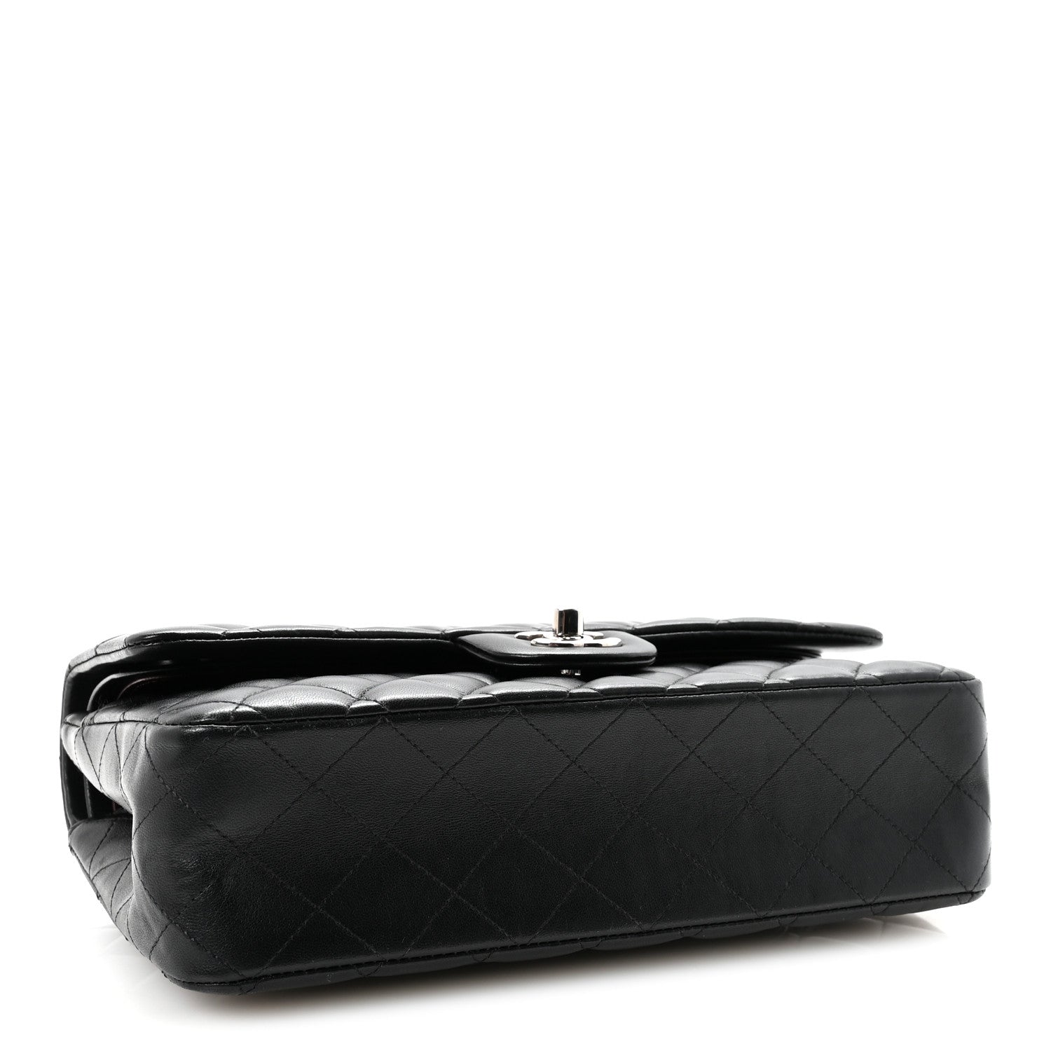 Lambskin Quilted Medium Double Flap Black