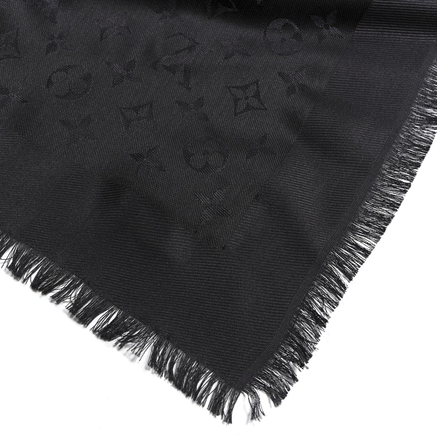 Silk Wool Monogram Shawl Ardoise